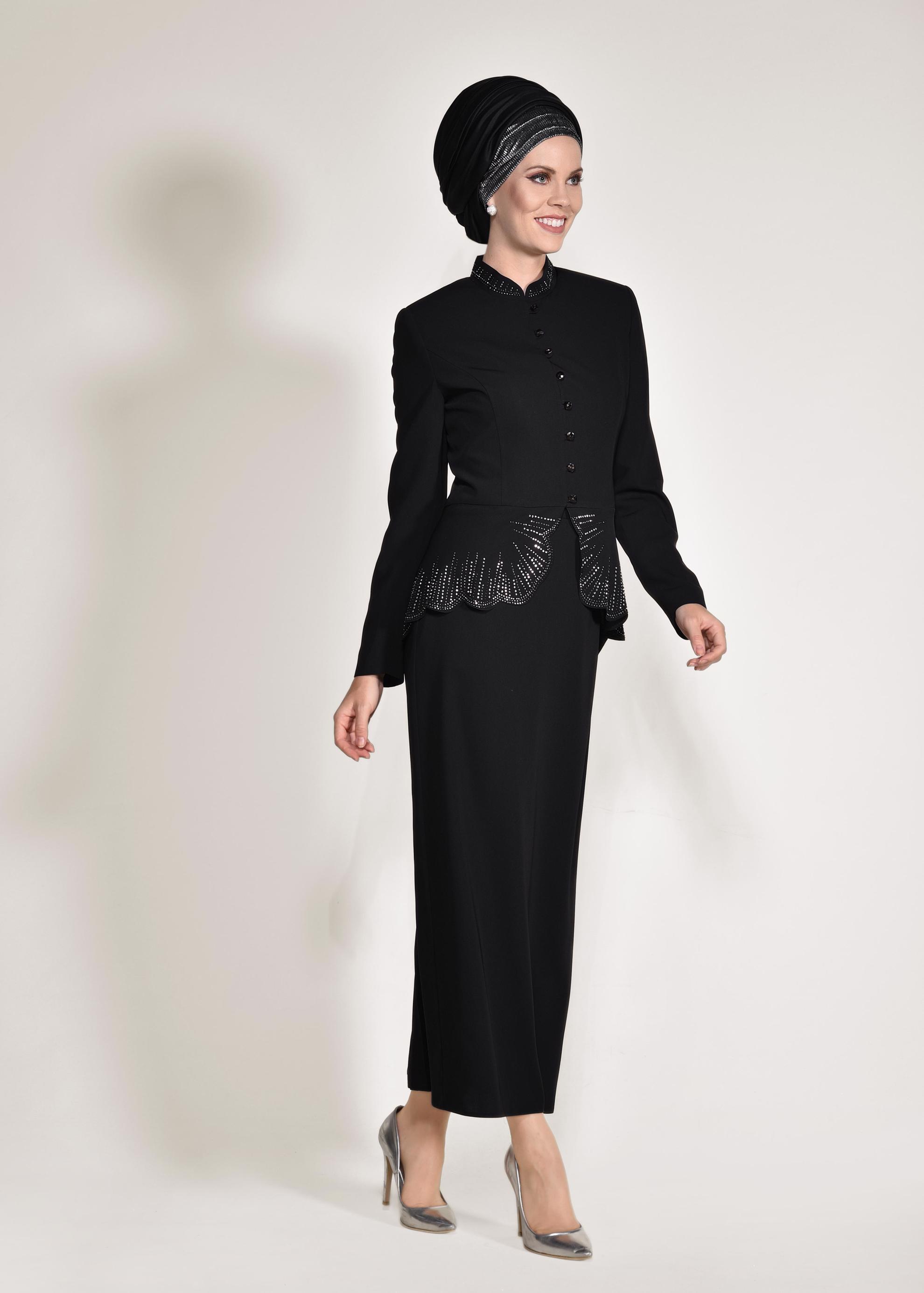 Hijab clothing BLACK Judge Collar Binary Suit 3433 