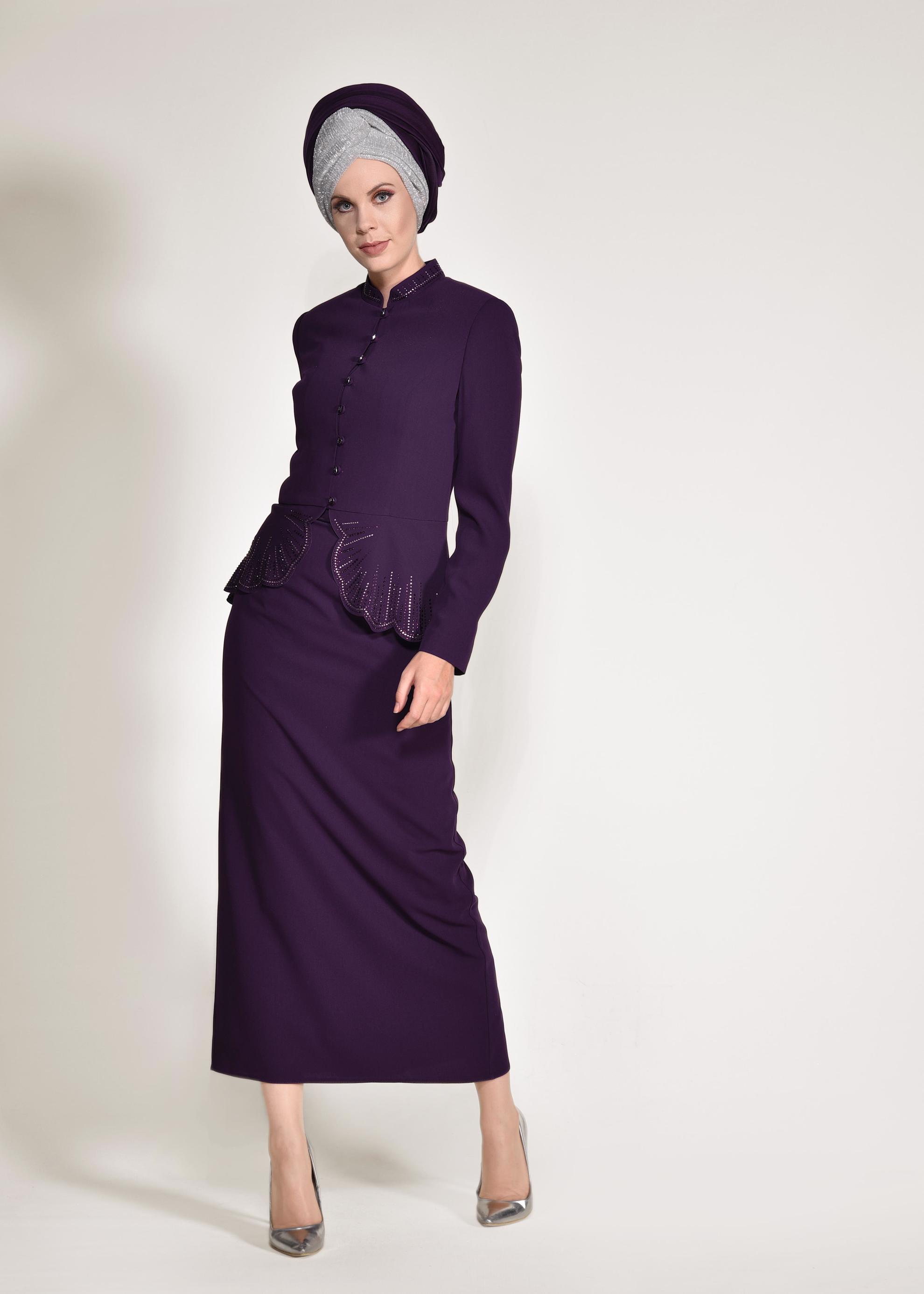 Hijab clothing PURPLE Judge Collar Binary Suit 3433 