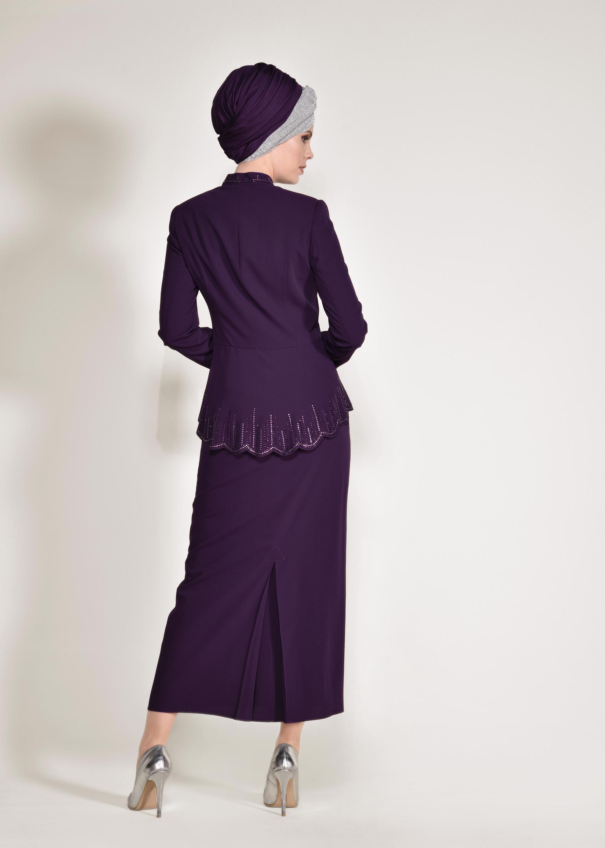 Hijab clothing PURPLE Judge Collar Binary Suit 3433 