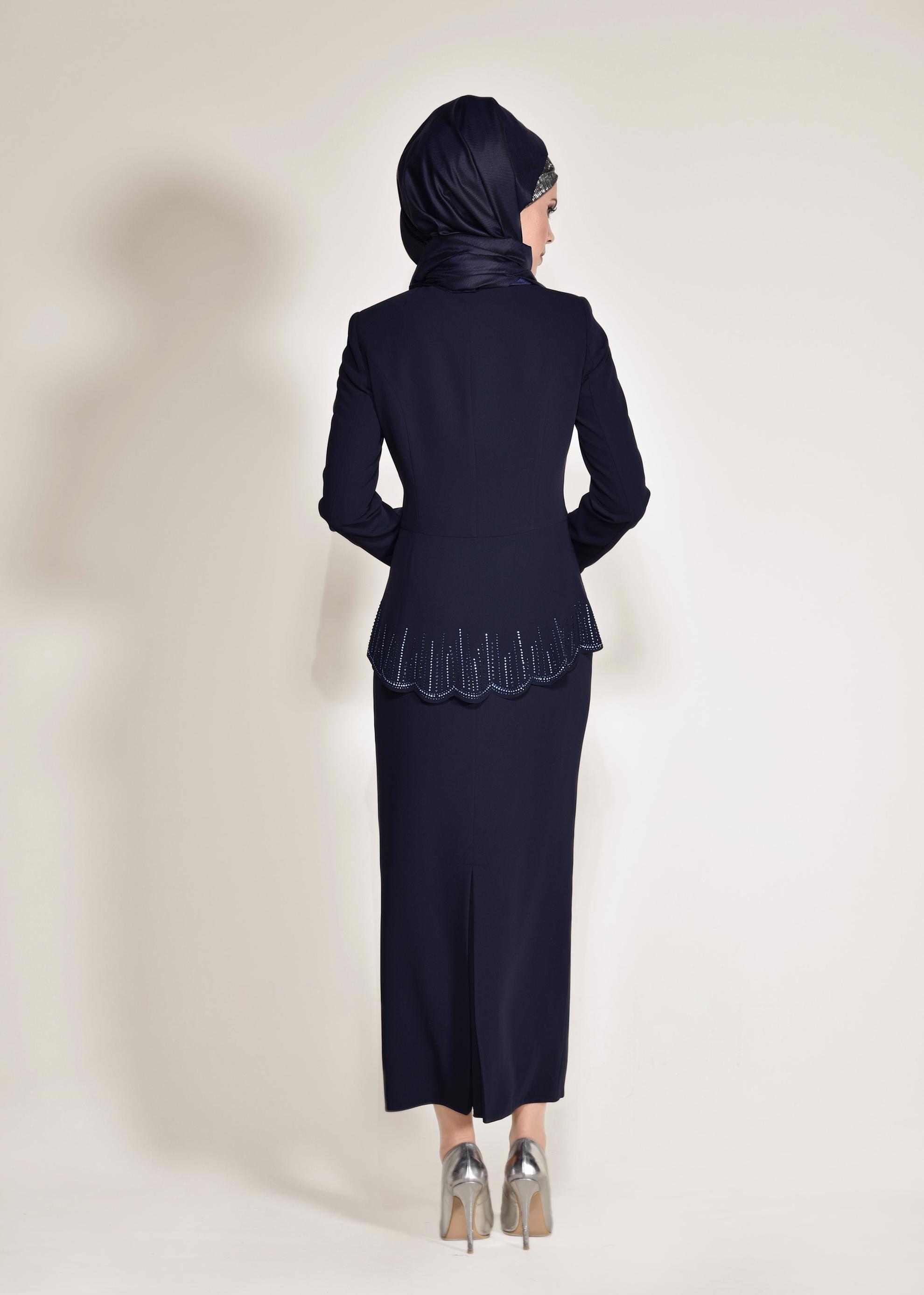 Hijab clothing NAVY BLUE Judge Collar Binary Suit 3433 