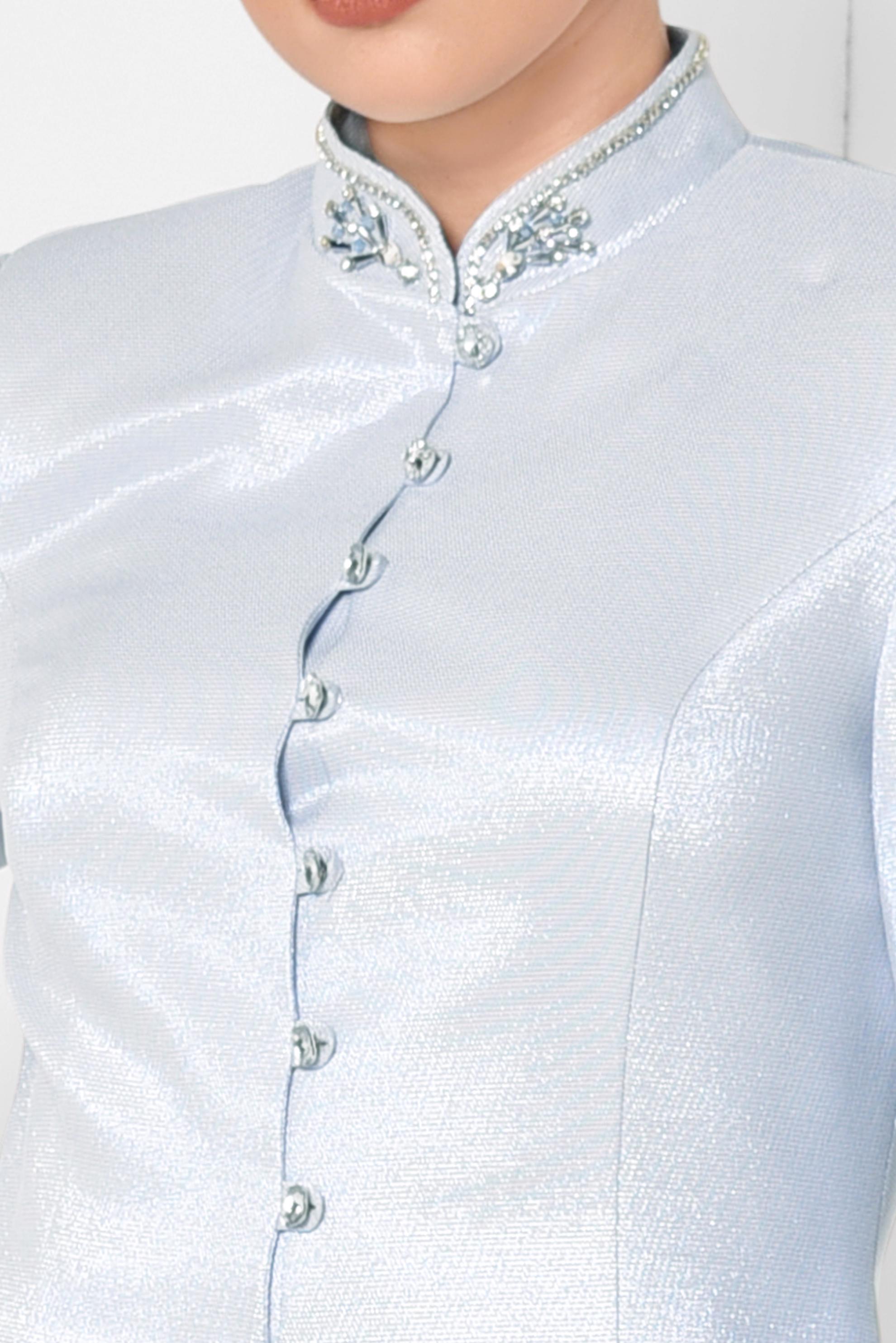 Hijab clothing BLUE Silvery Binary Suit 3453E  