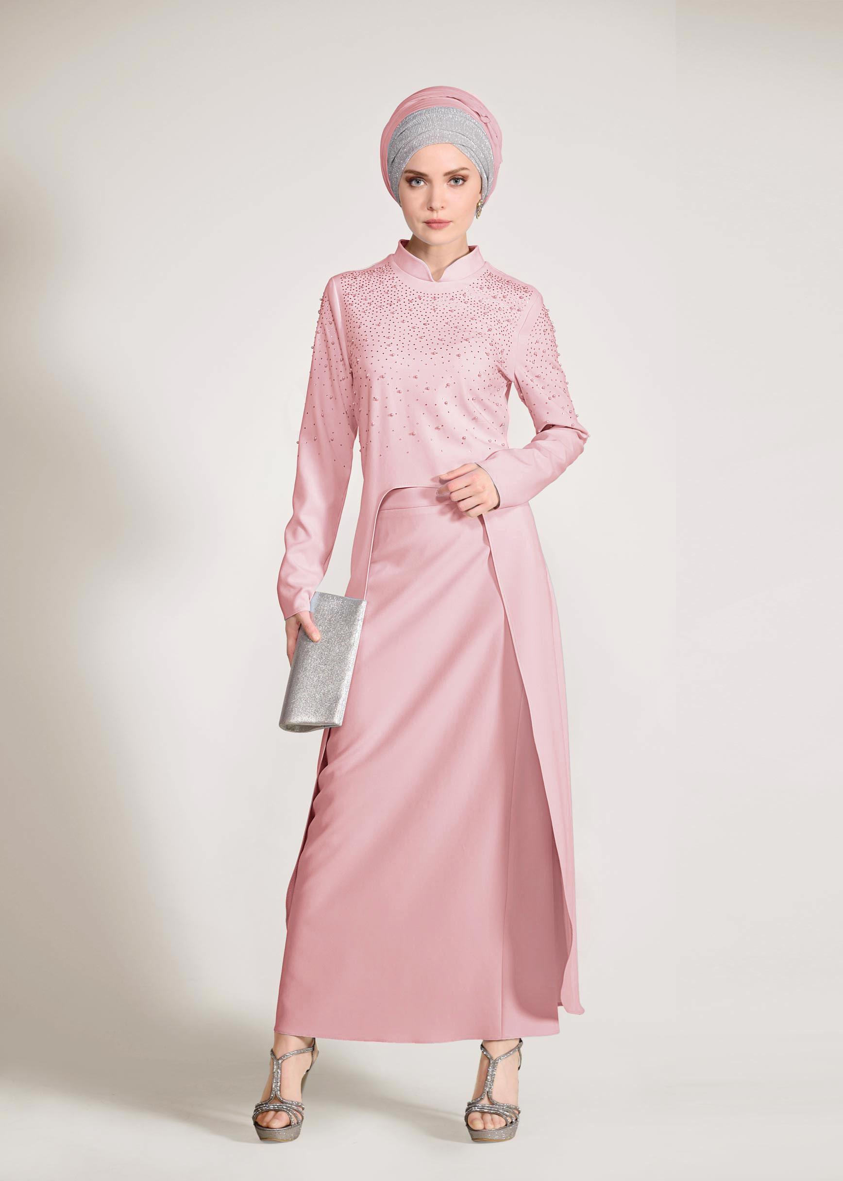 Hijab clothing POWDER Bead Embroidered Binary Suit 3456 