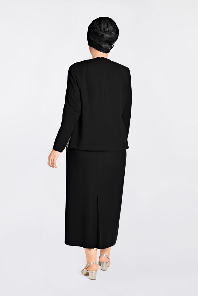Hijab clothing BLACK Stone Printed Triple Suit 3466 - ALVİNA