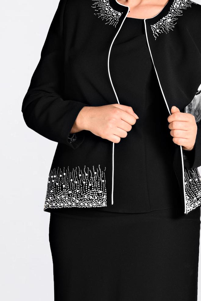 Hijab clothing BLACK Stone Printed Triple Suit 3466 - ALVİNA