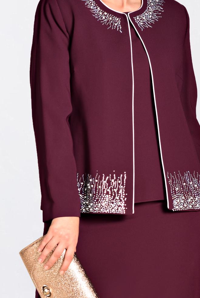 Hijab clothing BROWN Stone Printed Triple Suit 3466 - ALVİNA
