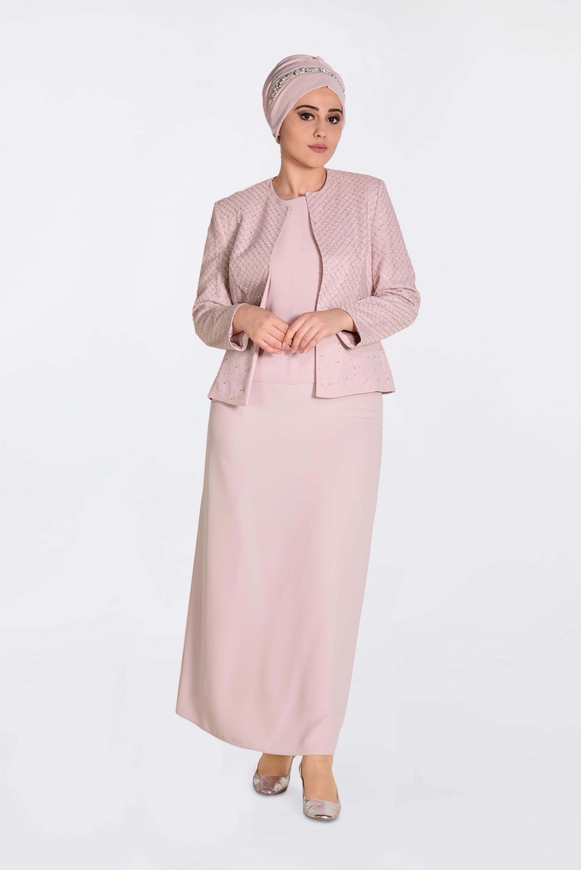 Hijab clothing POWDER Stoned Triple Suit 3470 