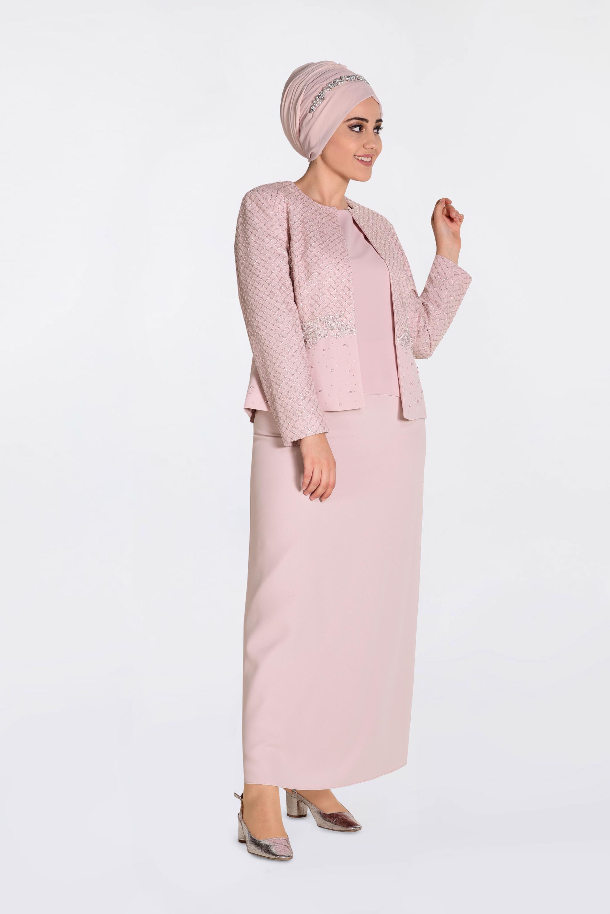 Hijab clothing POWDER Stoned Triple Suit 3470 