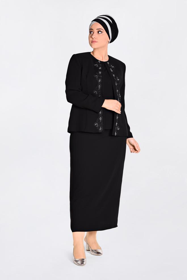 Vêtements hijab NOIR Costume 3480  - ALVİNA