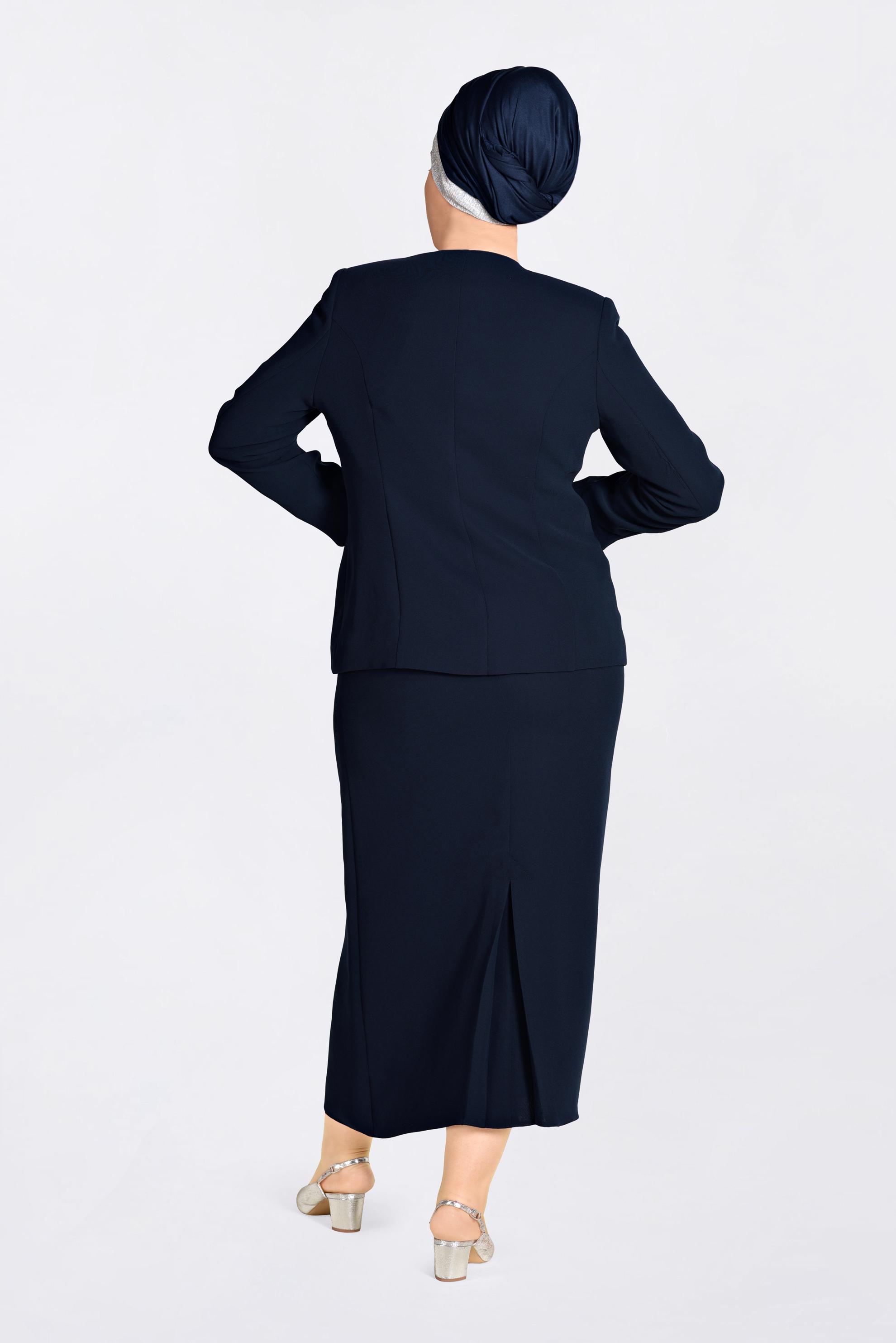 Hijab clothing NAVY BLUE Stoned Triple Suit 3480 