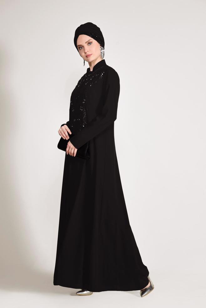 Hijab clothing BLACK Judge Collar Binary Suit 3423 - ALVİNA