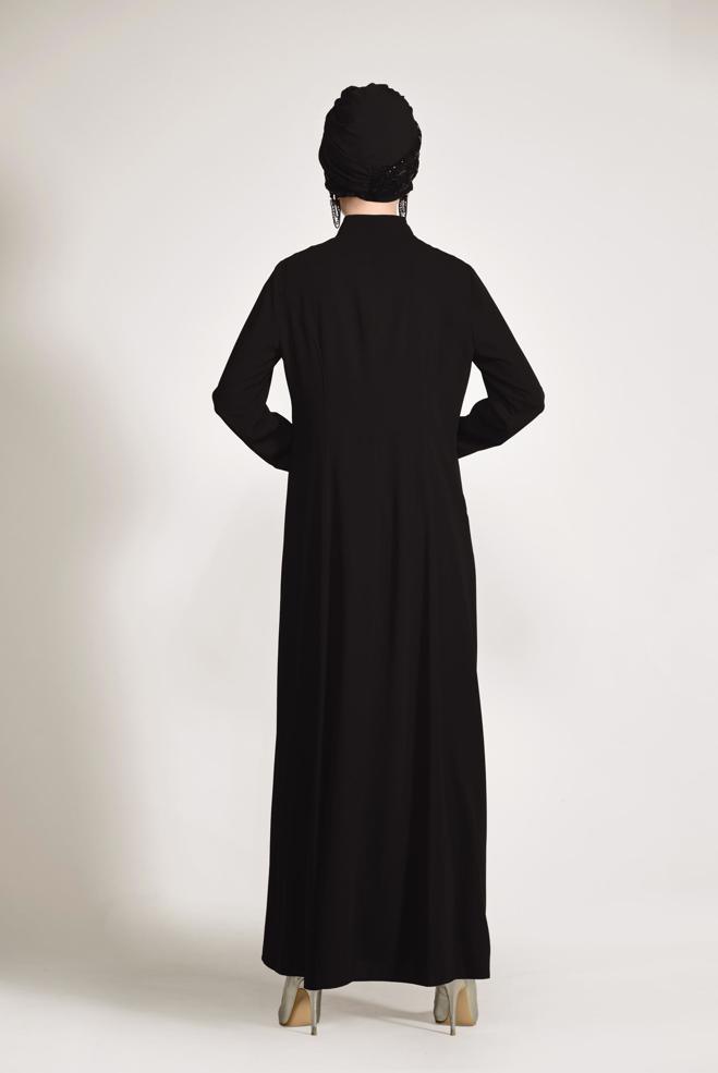 Hijab clothing BLACK Judge Collar Binary Suit 3423 - ALVİNA