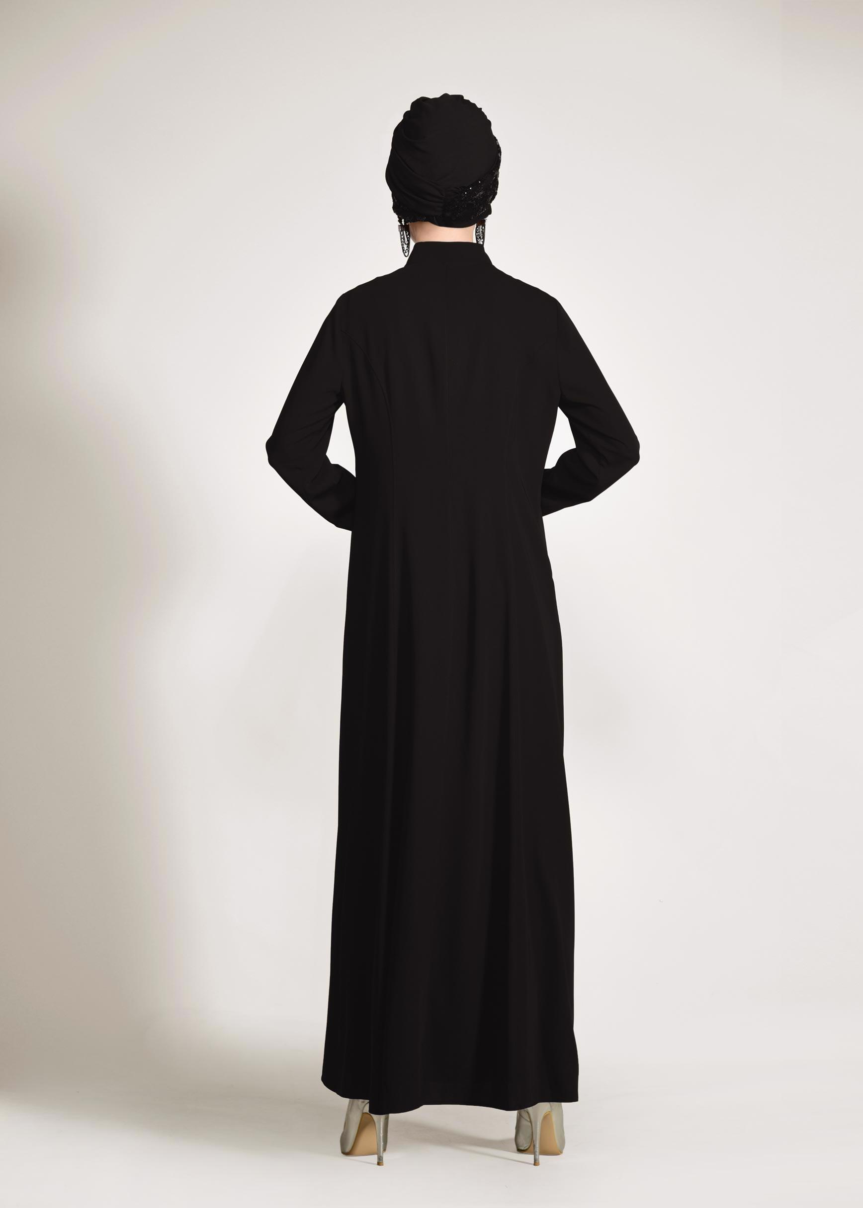 Tesettür giyim SİYAH CEKETİ HAKİM YAKA 2&prime;Lİ ELBİSELİ TAKIM 3423