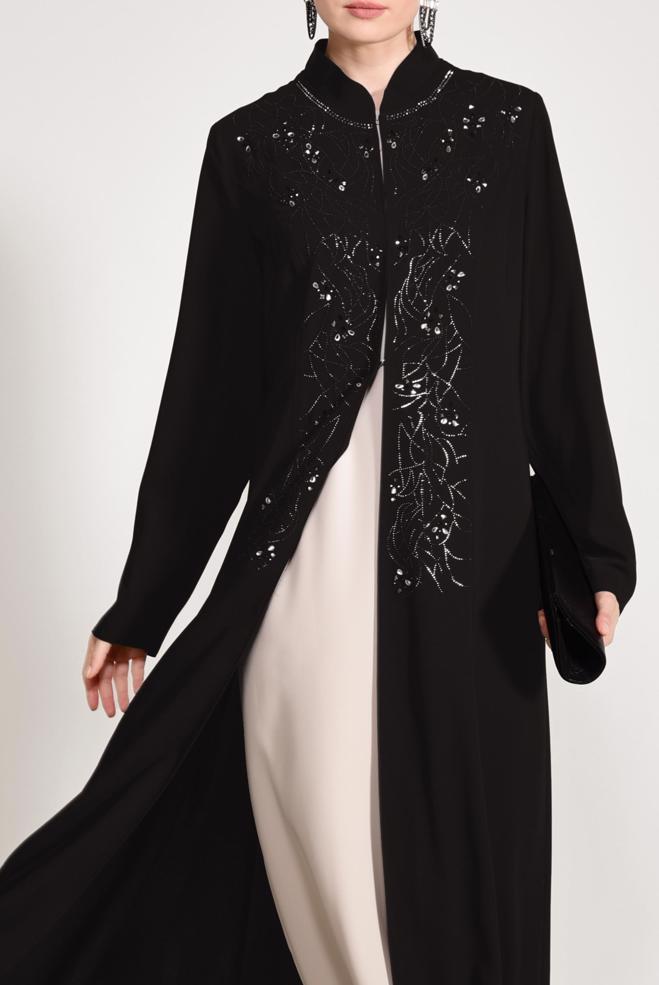 Hijab clothing BLACK Judge Collar Binary Suit 3423 - ALVİNA
