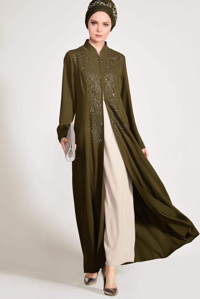 Hijab clothing KHAKI Judge Collar Binary Suit 3423 - ALVİNA