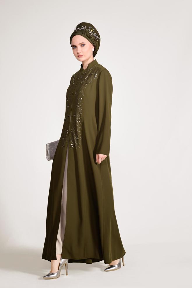 Hijab clothing KHAKI Judge Collar Binary Suit 3423 - ALVİNA