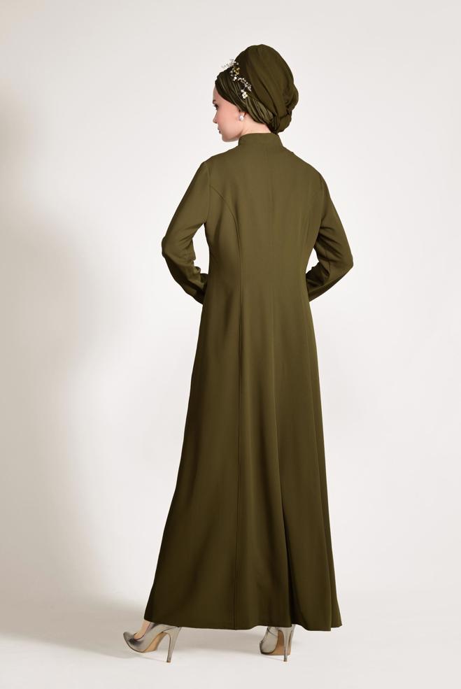 Hijab clothing KHAKI Judge Collar Binary Suit 3423 - ALVİNA
