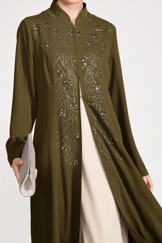 Hijab clothing KHAKI Judge Collar Binary Suit 3423 - ALVİNA