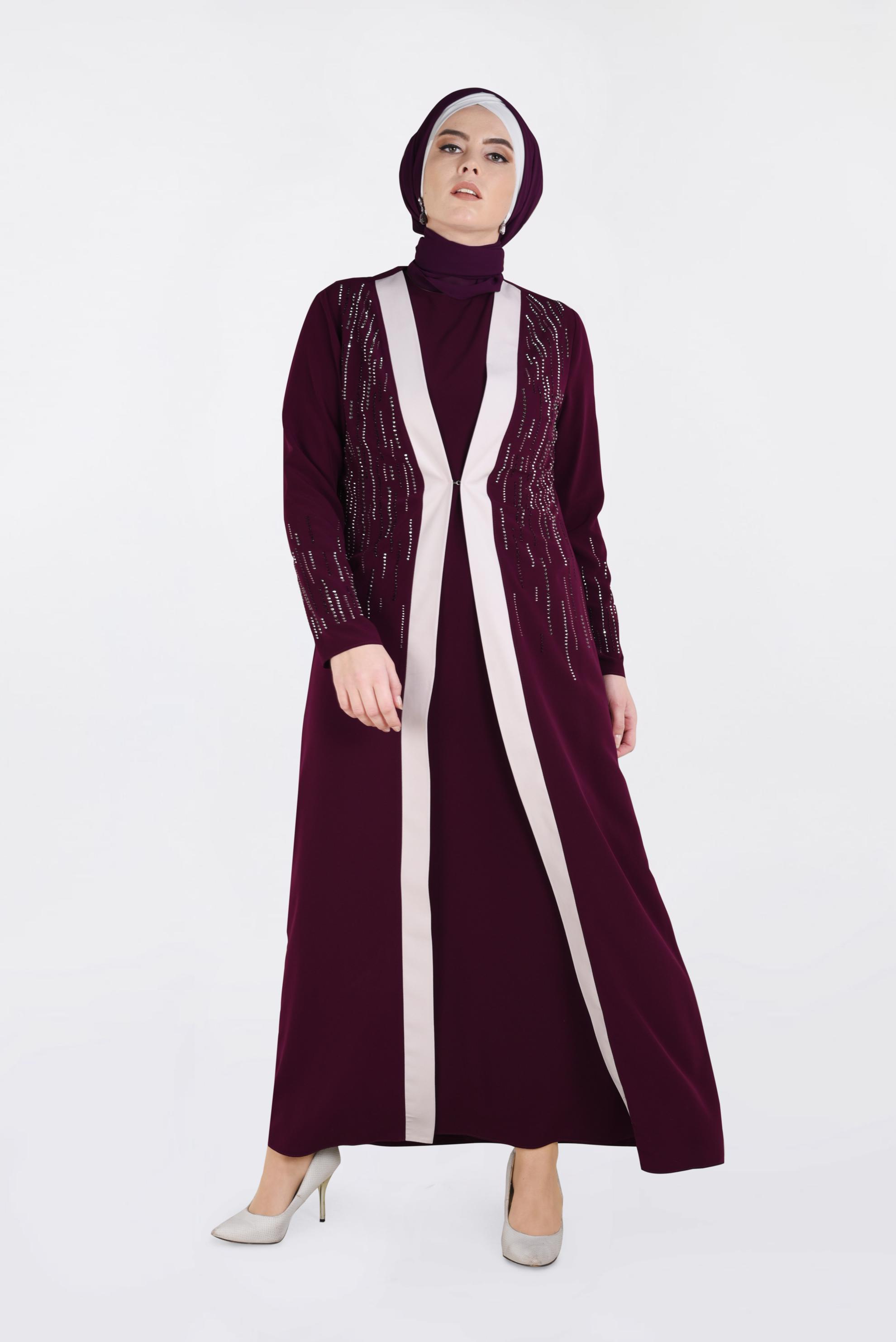 Vêtements hijab ROUGE BORDEAUX Costume 3439