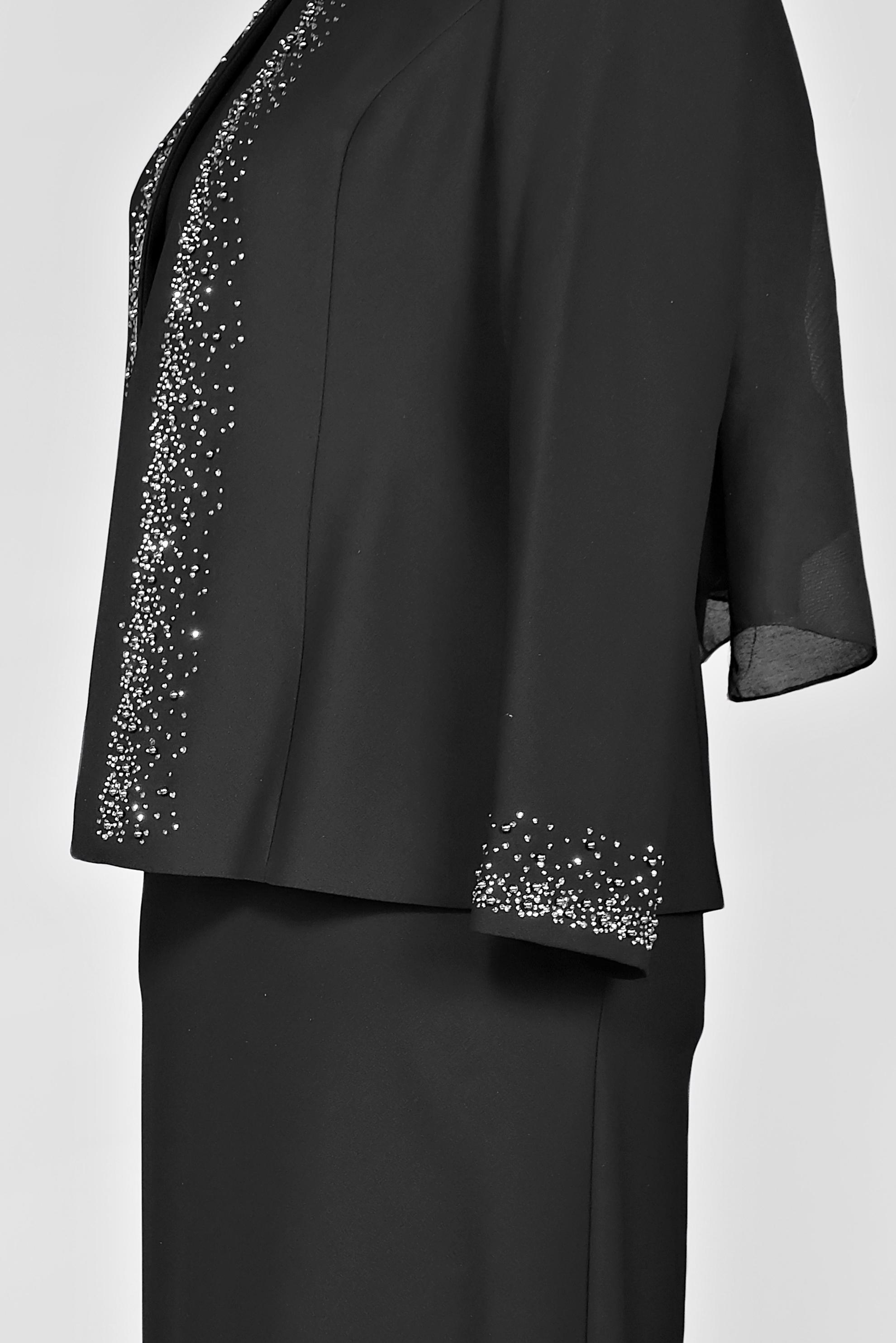 Tesettür giyim SİYAH TAŞ BASKILI ELBİSELİ TAKIM 3461