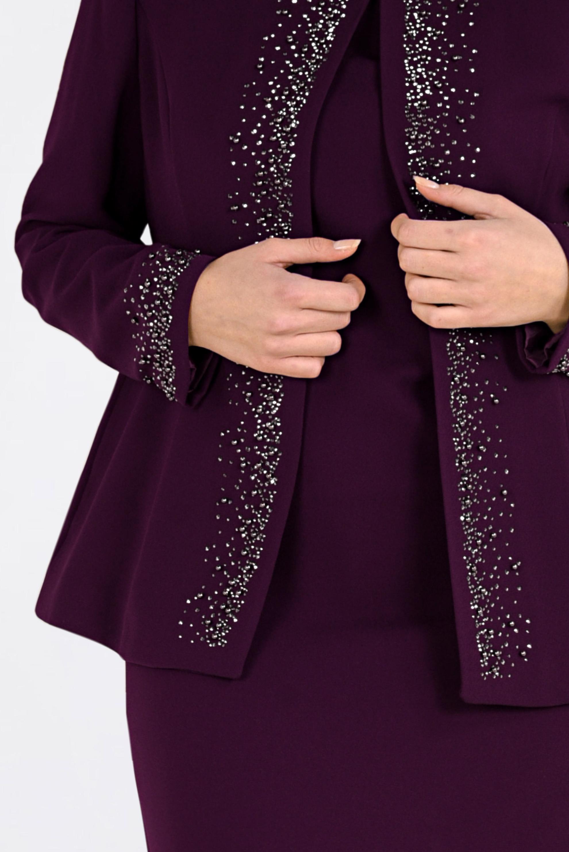 Tesettür giyim BORDO TAŞ BASKILI ELBİSELİ TAKIM 3461