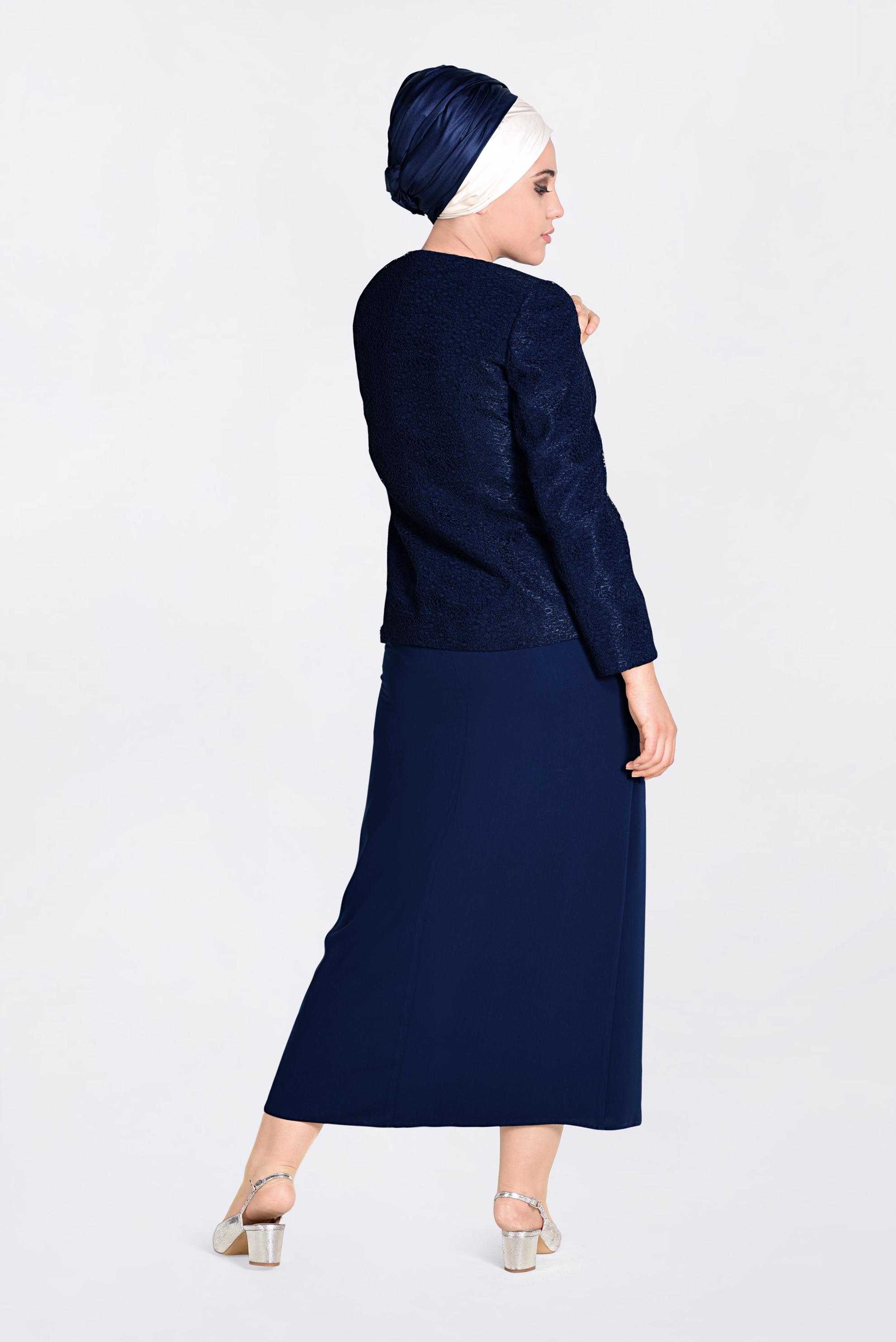 Hijab clothing NAVY BLUE Stone Detail Binary Suit 3463 