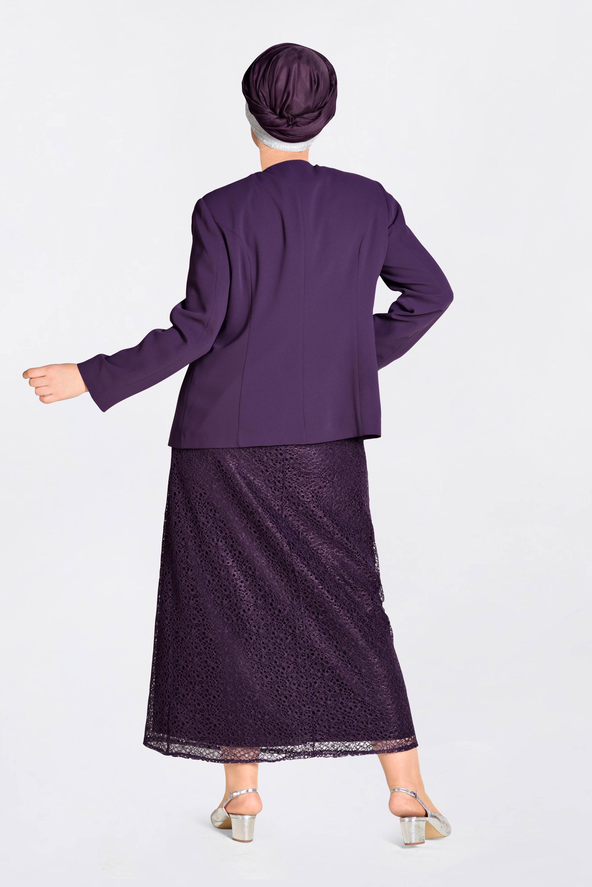 Tesettür giyim MOR TAŞ ŞERİT DETAYLI 2&prime;Lİ ELBİSELİ TAKIM 3464