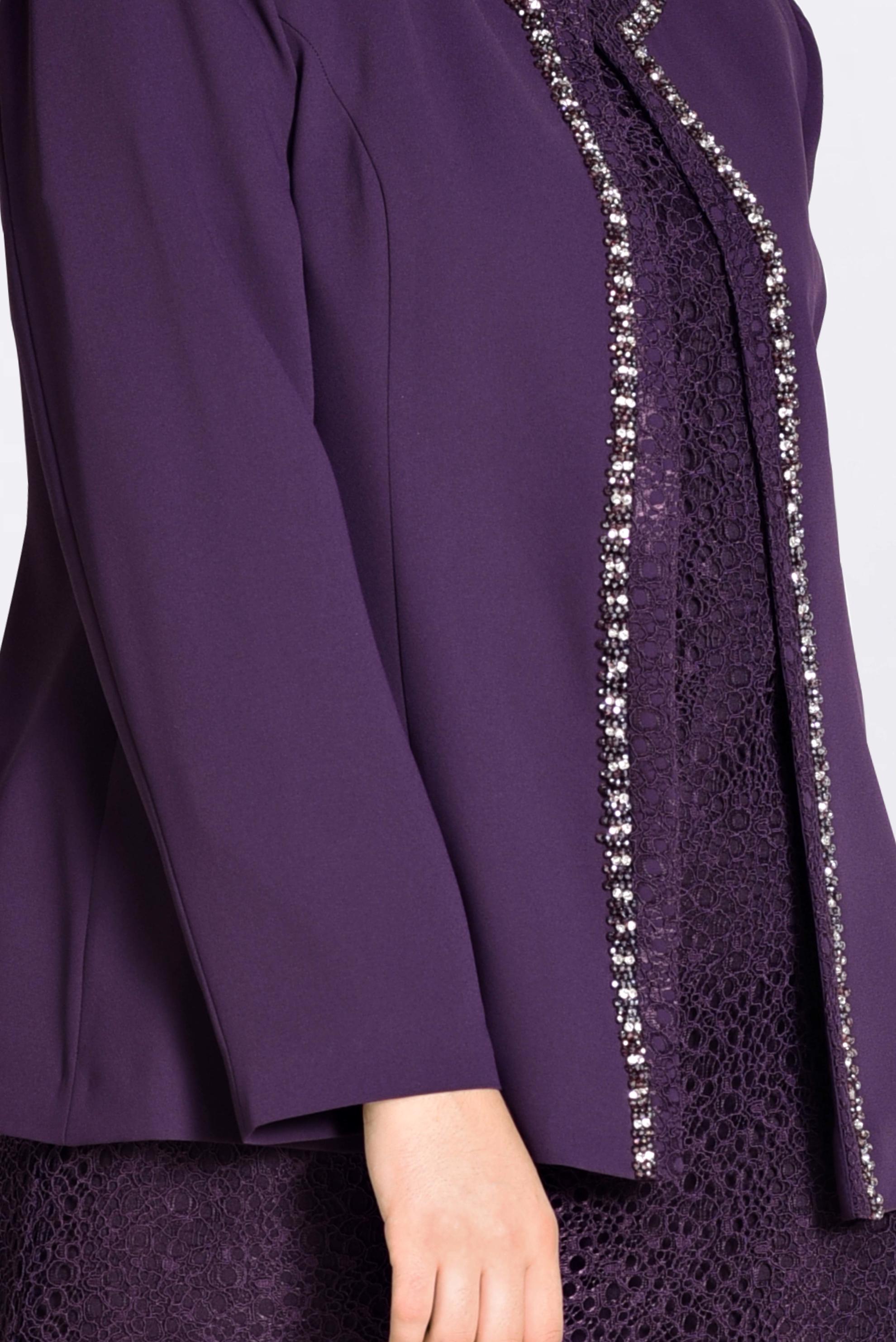 Tesettür giyim MOR TAŞ ŞERİT DETAYLI 2&prime;Lİ ELBİSELİ TAKIM 3464