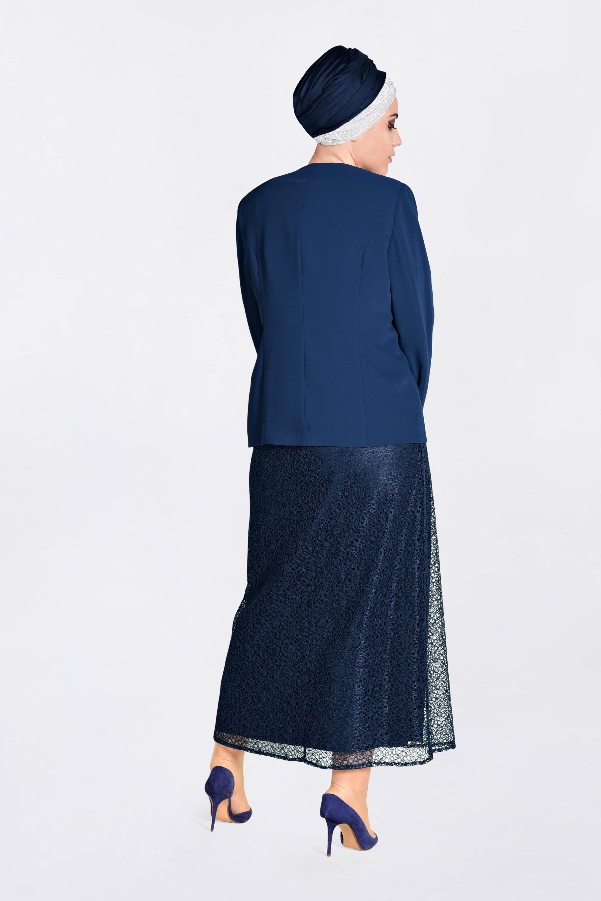 Hijab clothing NAVY BLUE Stone Detail Binary Suit 3464 