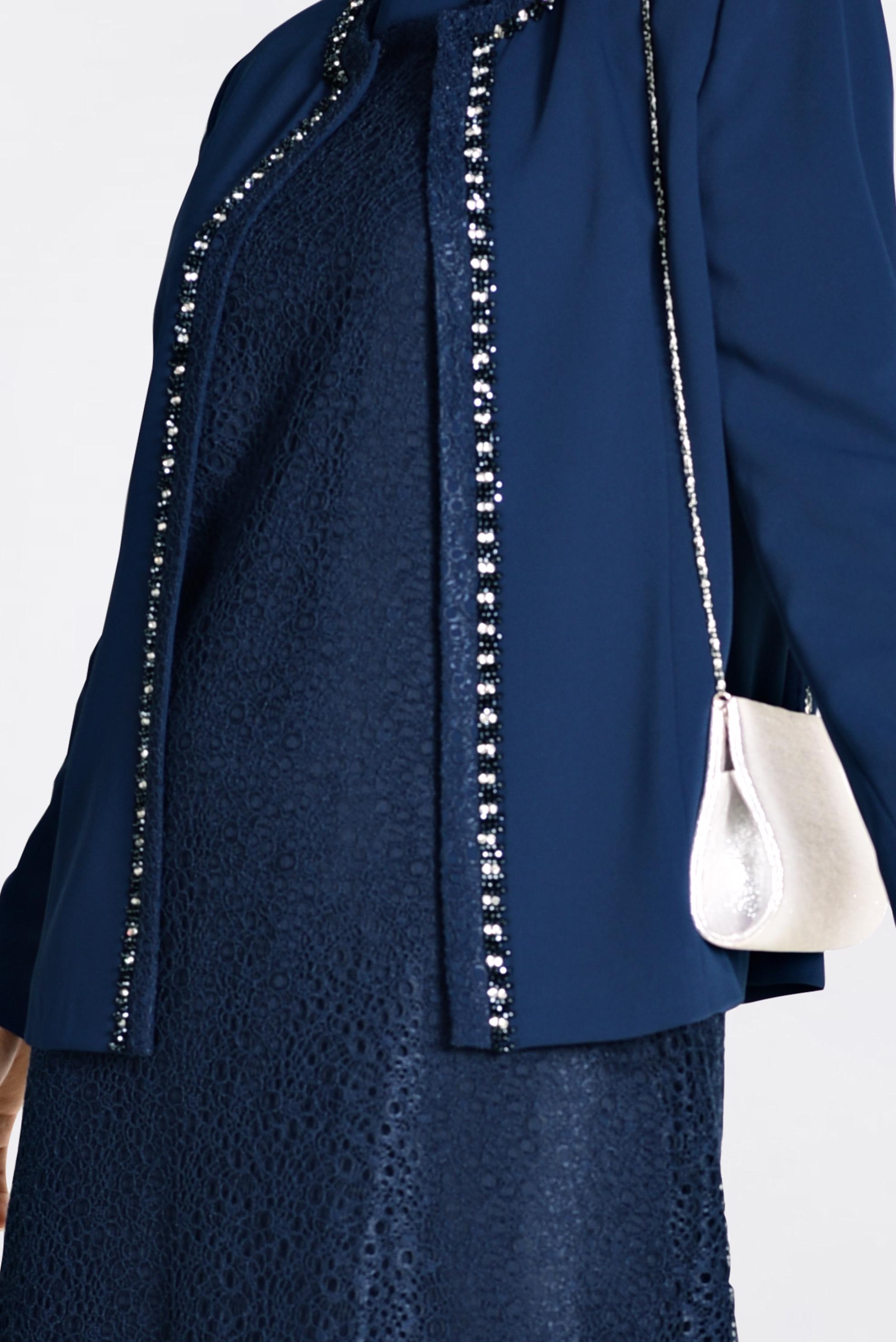 Hijab clothing NAVY BLUE Stone Detail Binary Suit 3464 