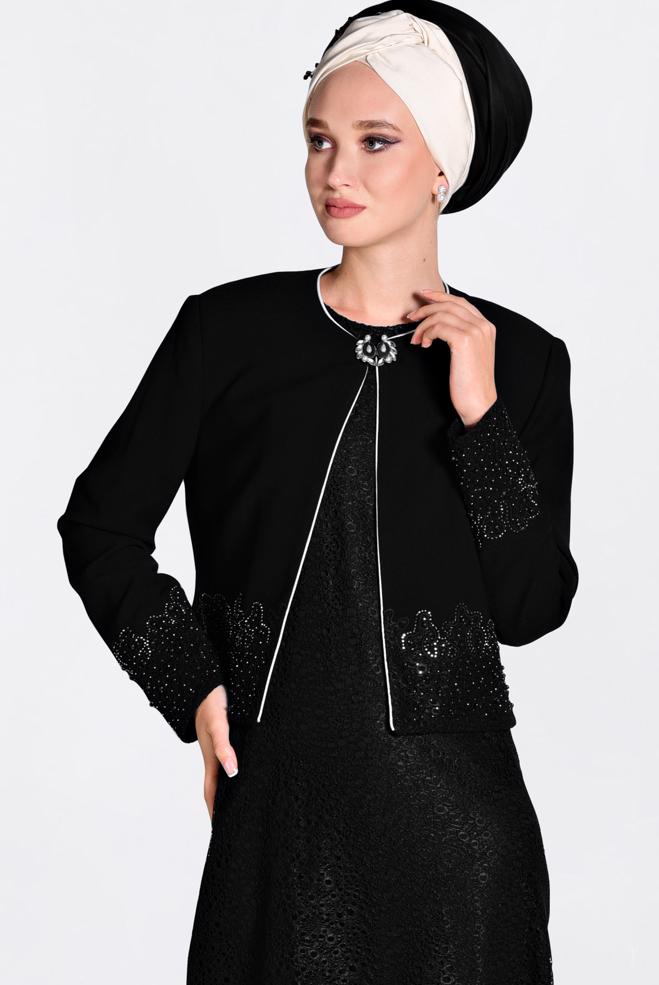 Hijab clothing BLACK 3476 MELLİ 473 2′Lİ ELBİSELİ TAKIM 40/48 TEK42 - ALVİNA