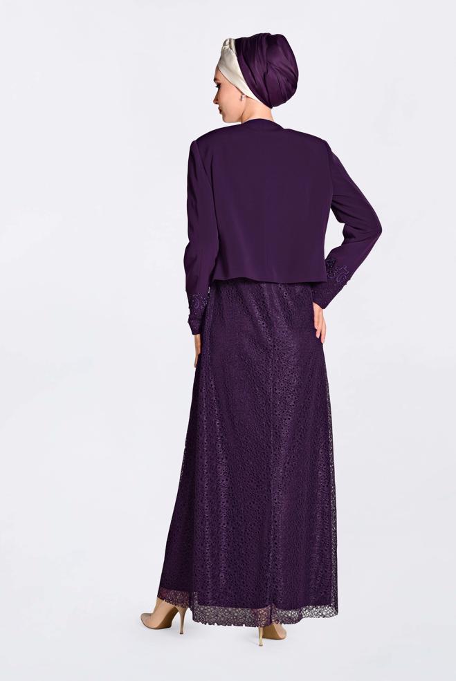 Hijab clothing PURPLE 3476 MELLİ 473 2′Lİ ELBİSELİ TAKIM 40/48 TEK42 - ALVİNA