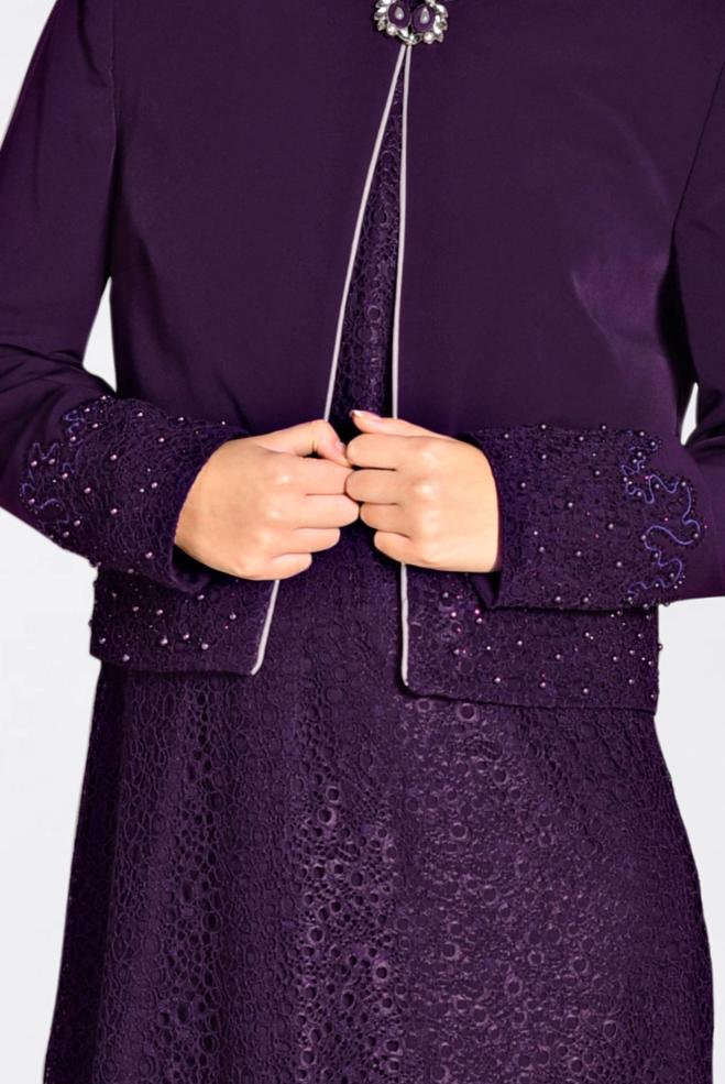 Hijab clothing PURPLE 3476 MELLİ 473 2′Lİ ELBİSELİ TAKIM 40/48 TEK42 - ALVİNA
