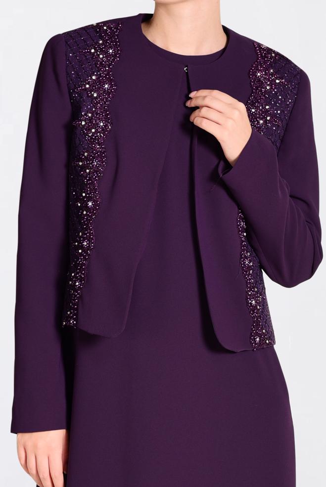 Hijab clothing PURPLE Guipure Detailed Binary Suit 3477  - ALVİNA
