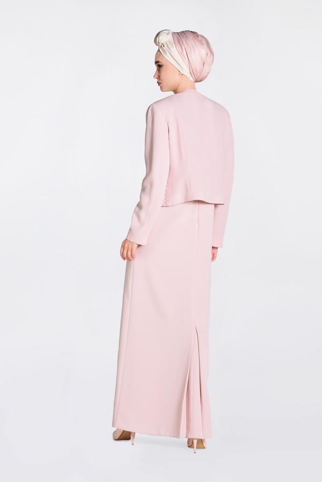 Hijab clothing POWDER Guipure Detailed Binary Suit 3477  - ALVİNA