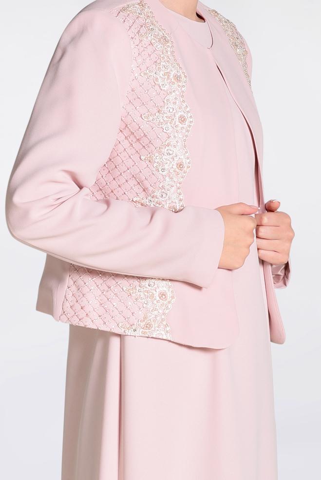 Hijab clothing POWDER Guipure Detailed Binary Suit 3477  - ALVİNA