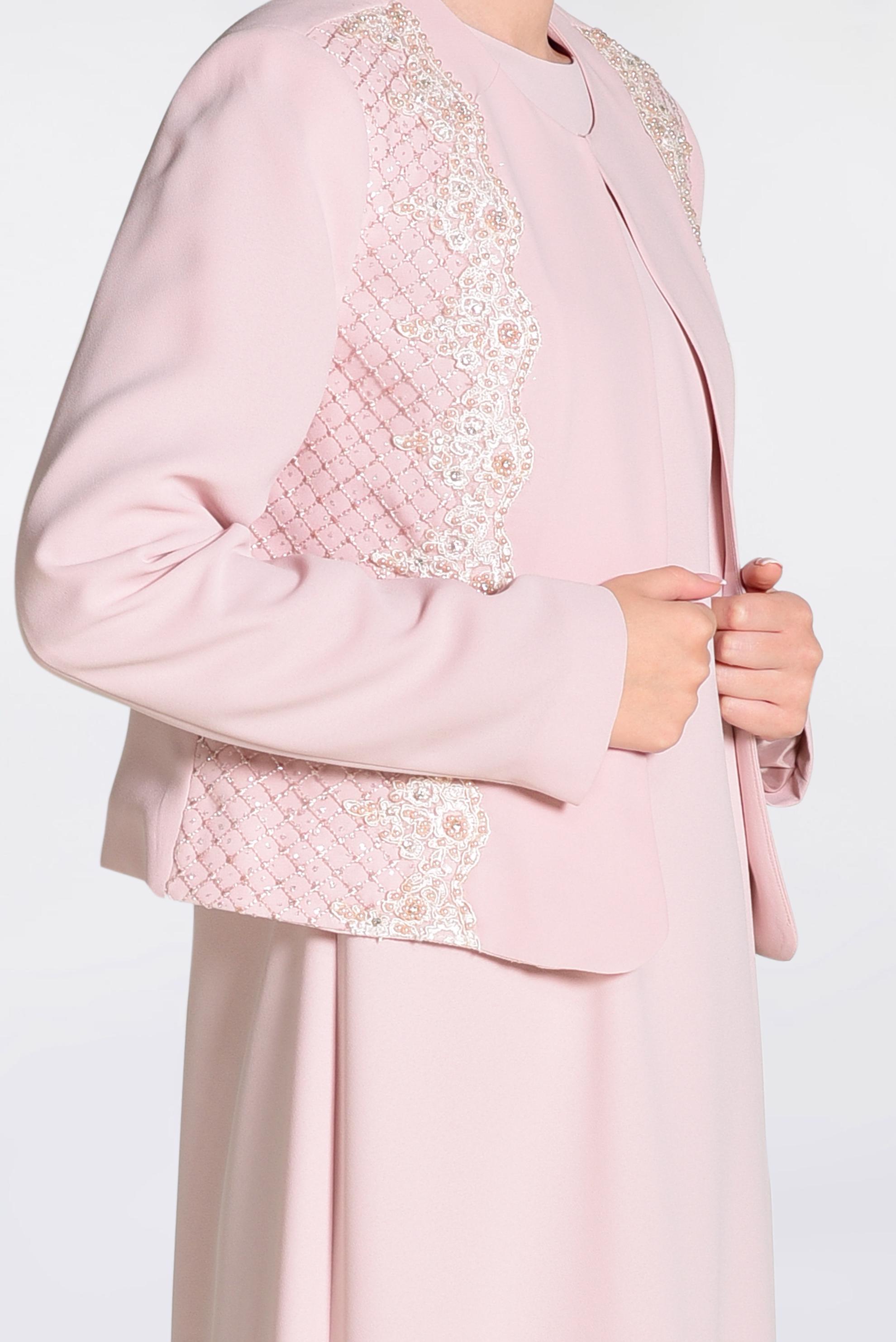 Hijab clothing POWDER Guipure Detailed Binary Suit 3477 