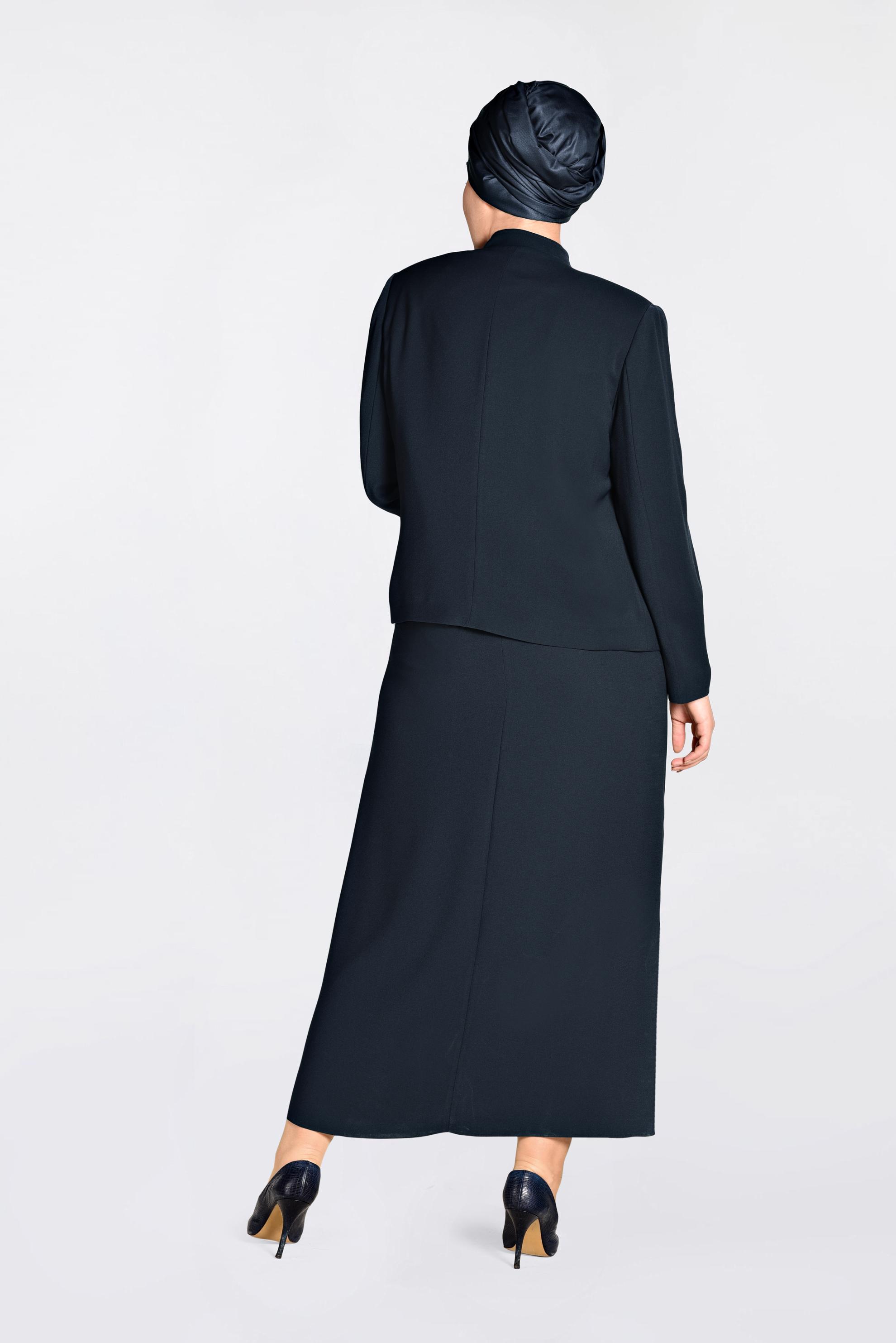 Hijab clothing NAVY BLUE 3D Floral Detail Binary Suit 3478 