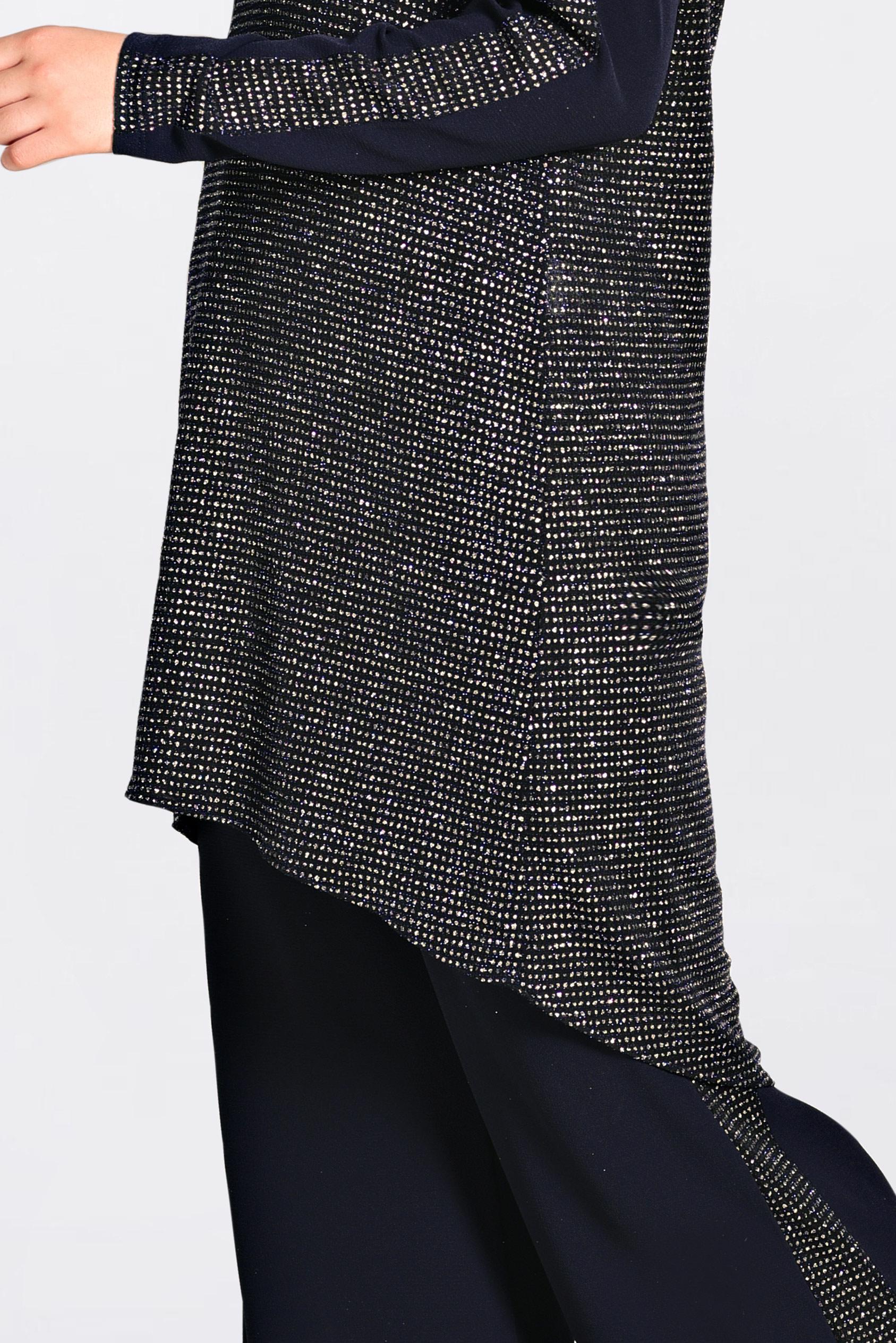 Tesettür giyim LACİVERT SİMLİ KUMAŞ ASİMETRİK KESİM 2&prime;Lİ PANTOLONLU TAKIM 2828 