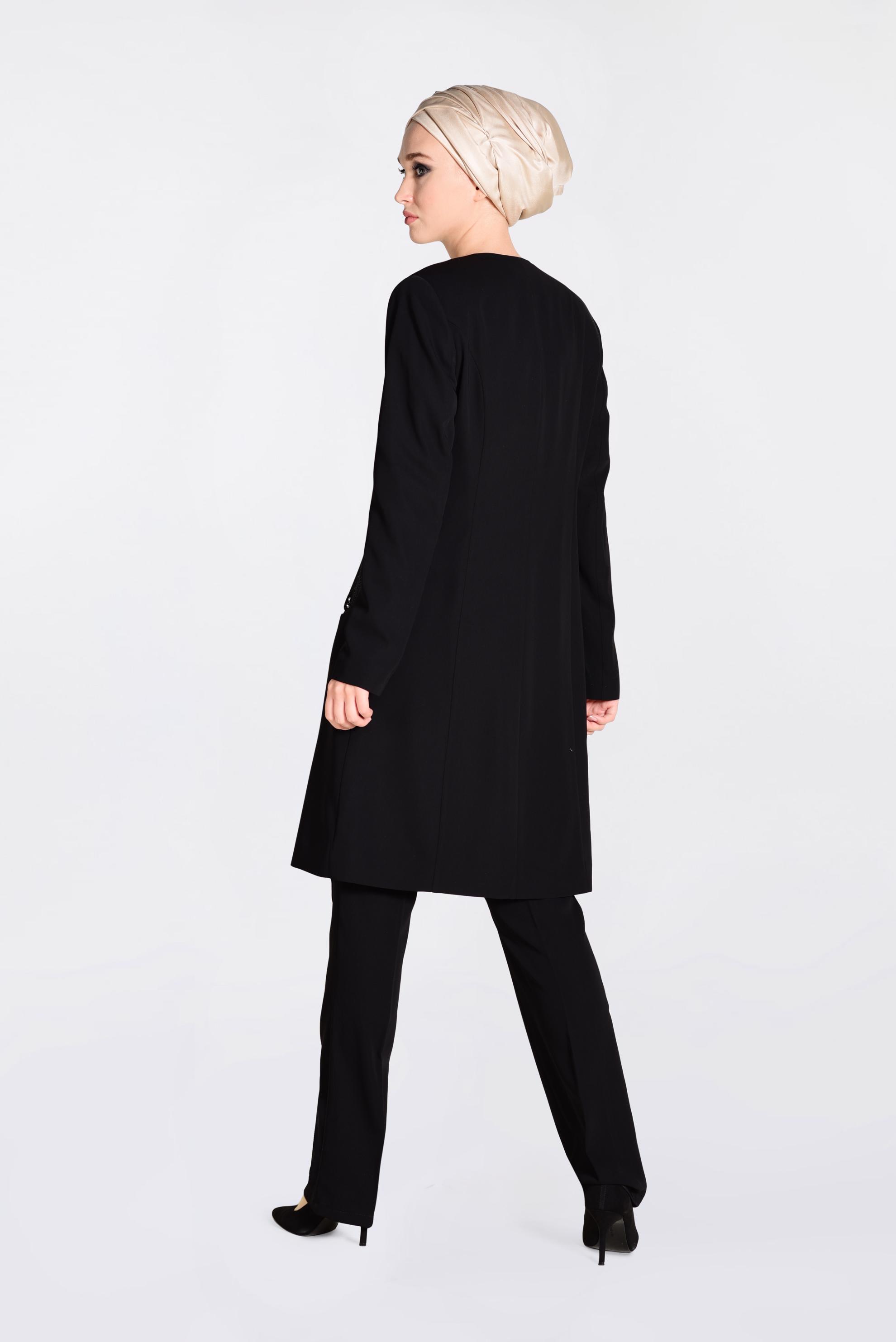 Tesettür giyim SİYAH TAŞLI 3&prime;LÜ PANTOLONLU TAKIM 3440