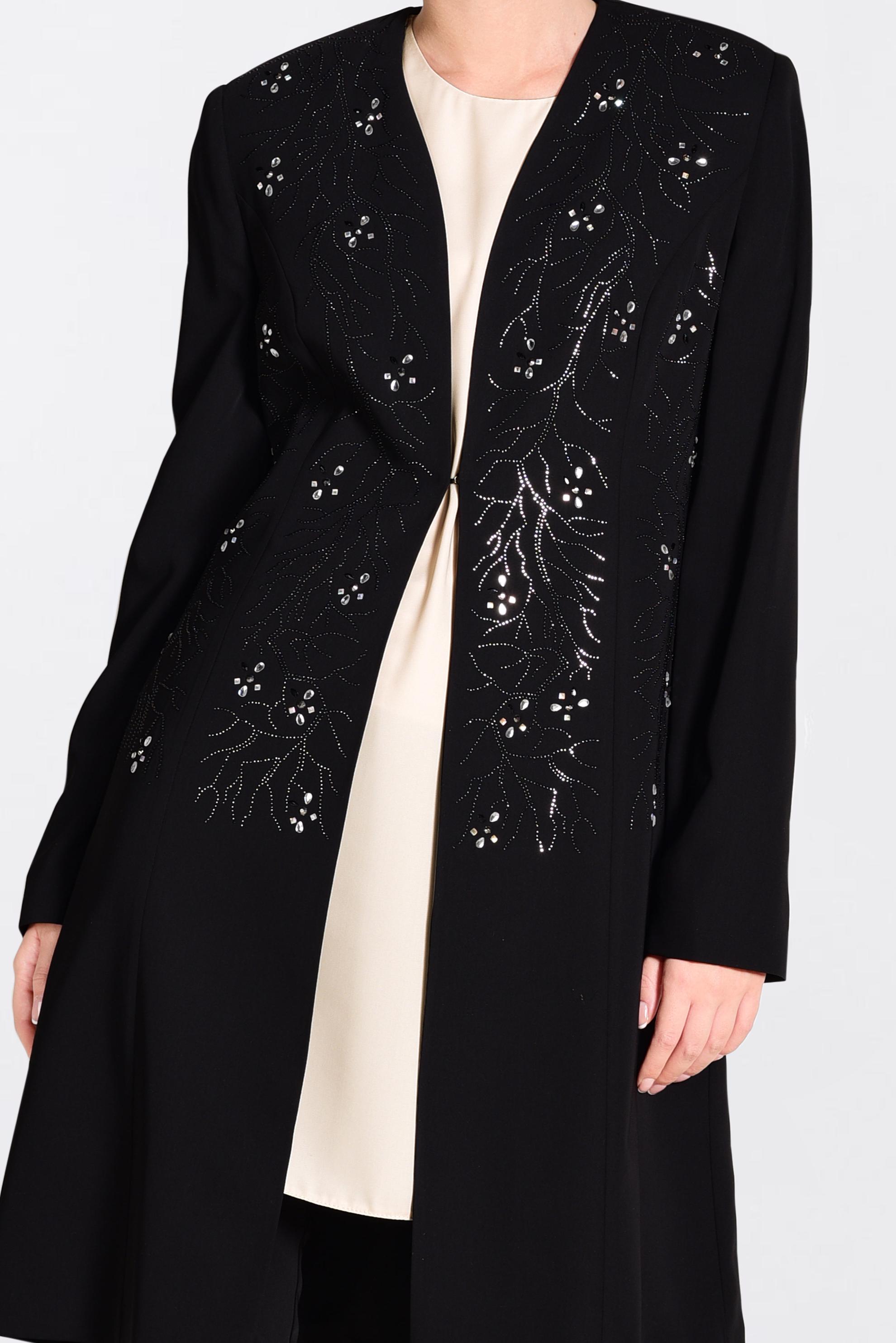 Tesettür giyim SİYAH TAŞLI 3&prime;LÜ PANTOLONLU TAKIM 3440