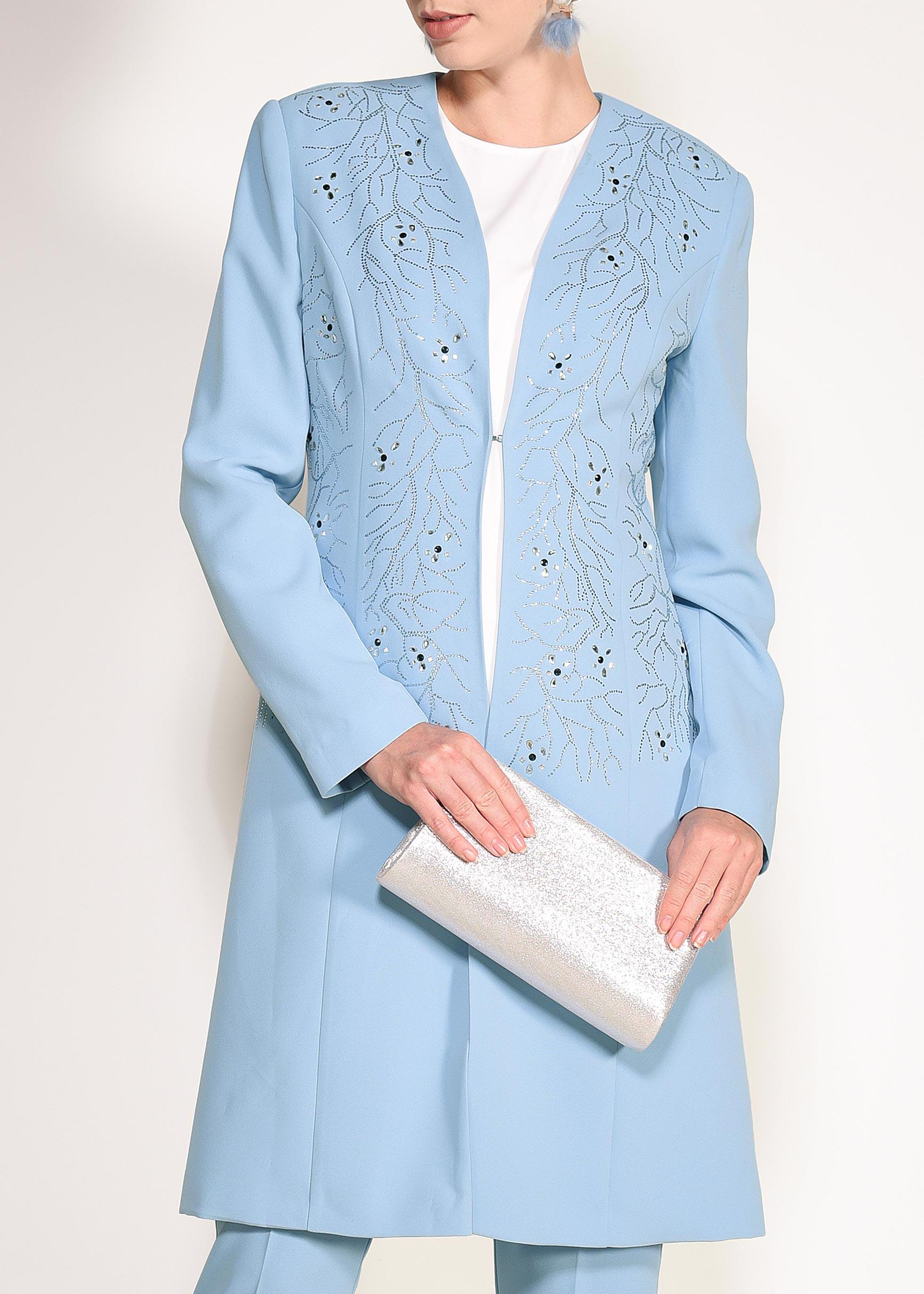 Tesettür giyim MAVİ TAŞLI 3&prime;LÜ PANTOLONLU TAKIM 3440