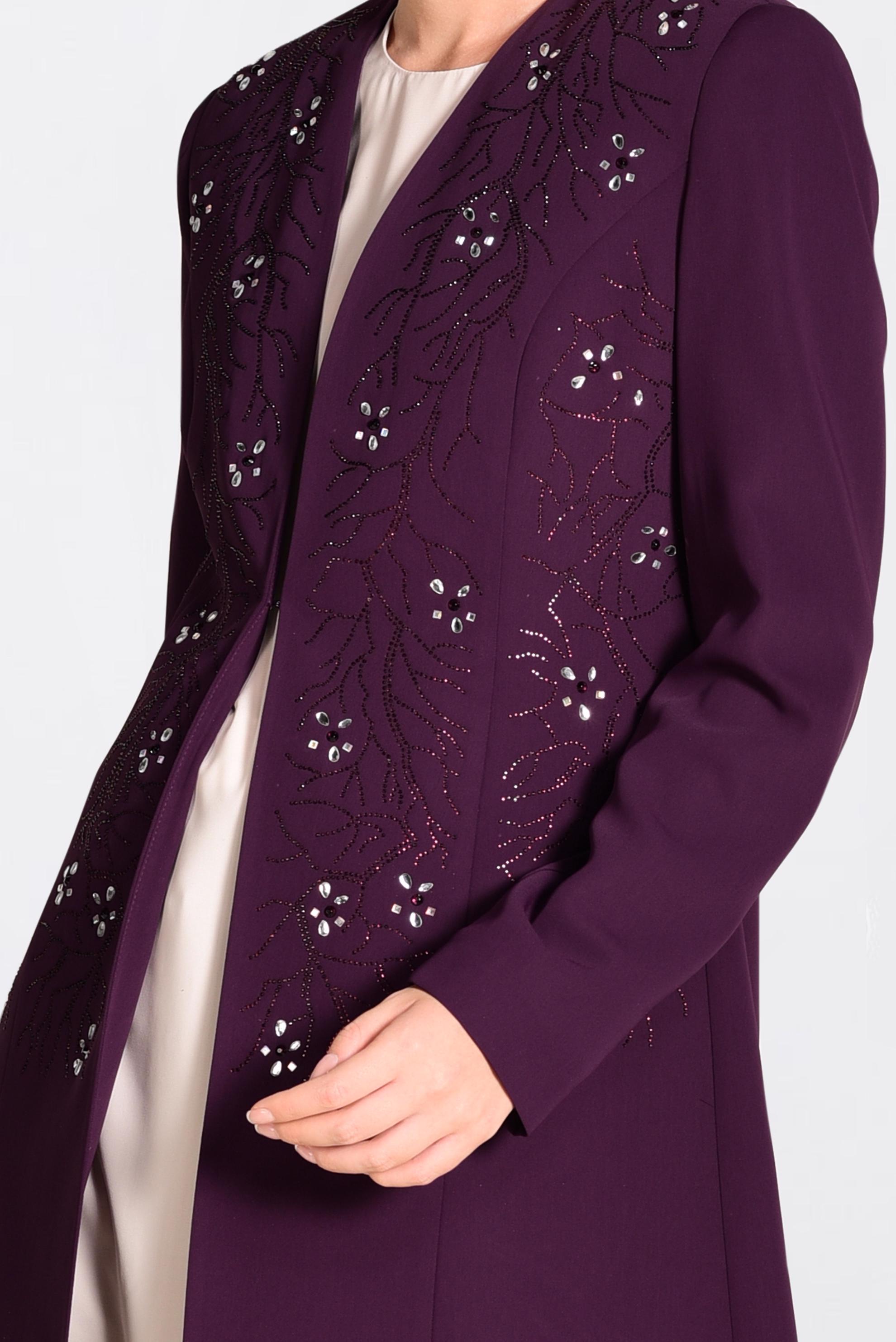 Tesettür giyim MÜRDÜM TAŞLI 3&prime;LÜ PANTOLONLU TAKIM 3440