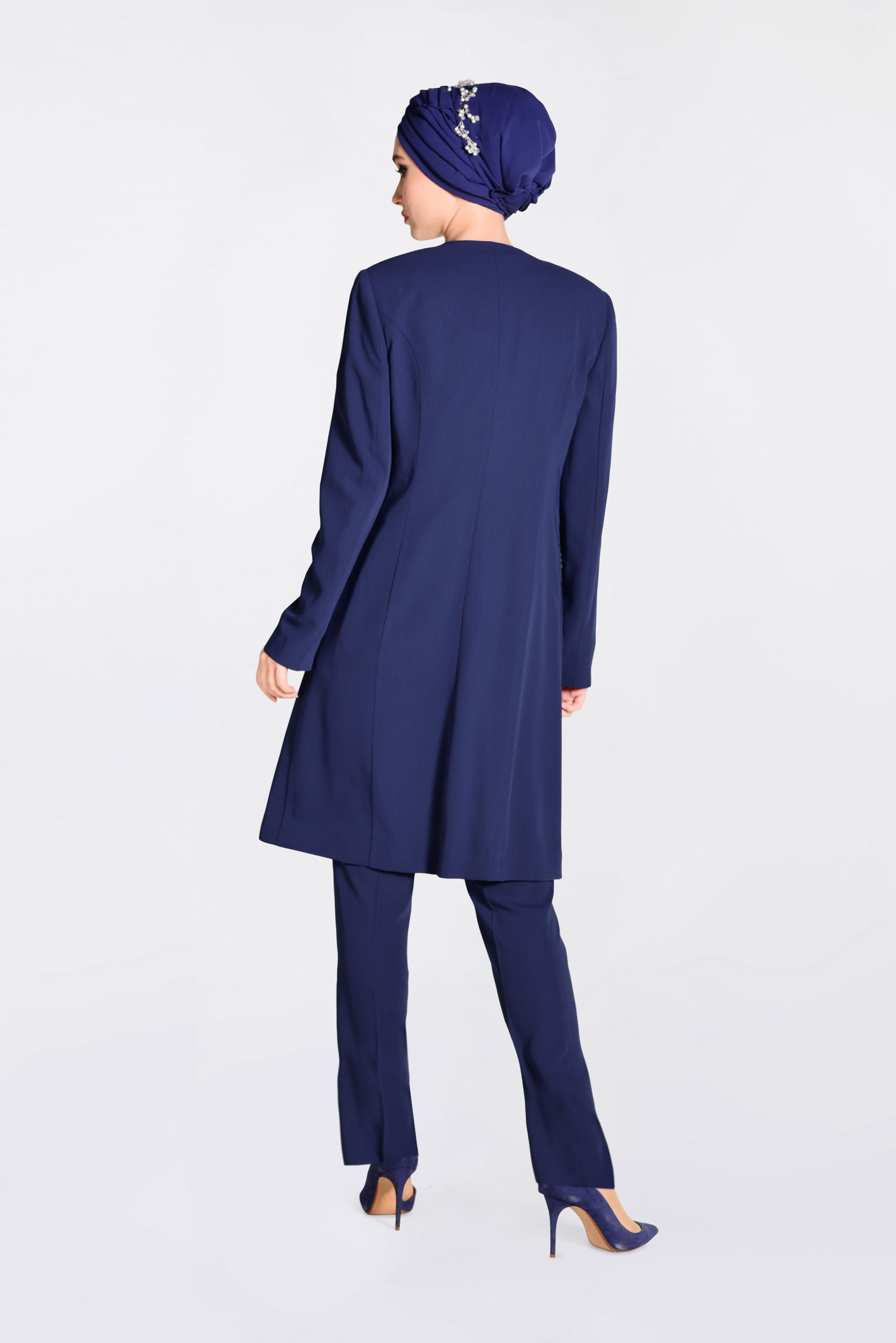 Tesettür giyim LACİVERT TAŞLI 3&prime;LÜ PANTOLONLU TAKIM 3440