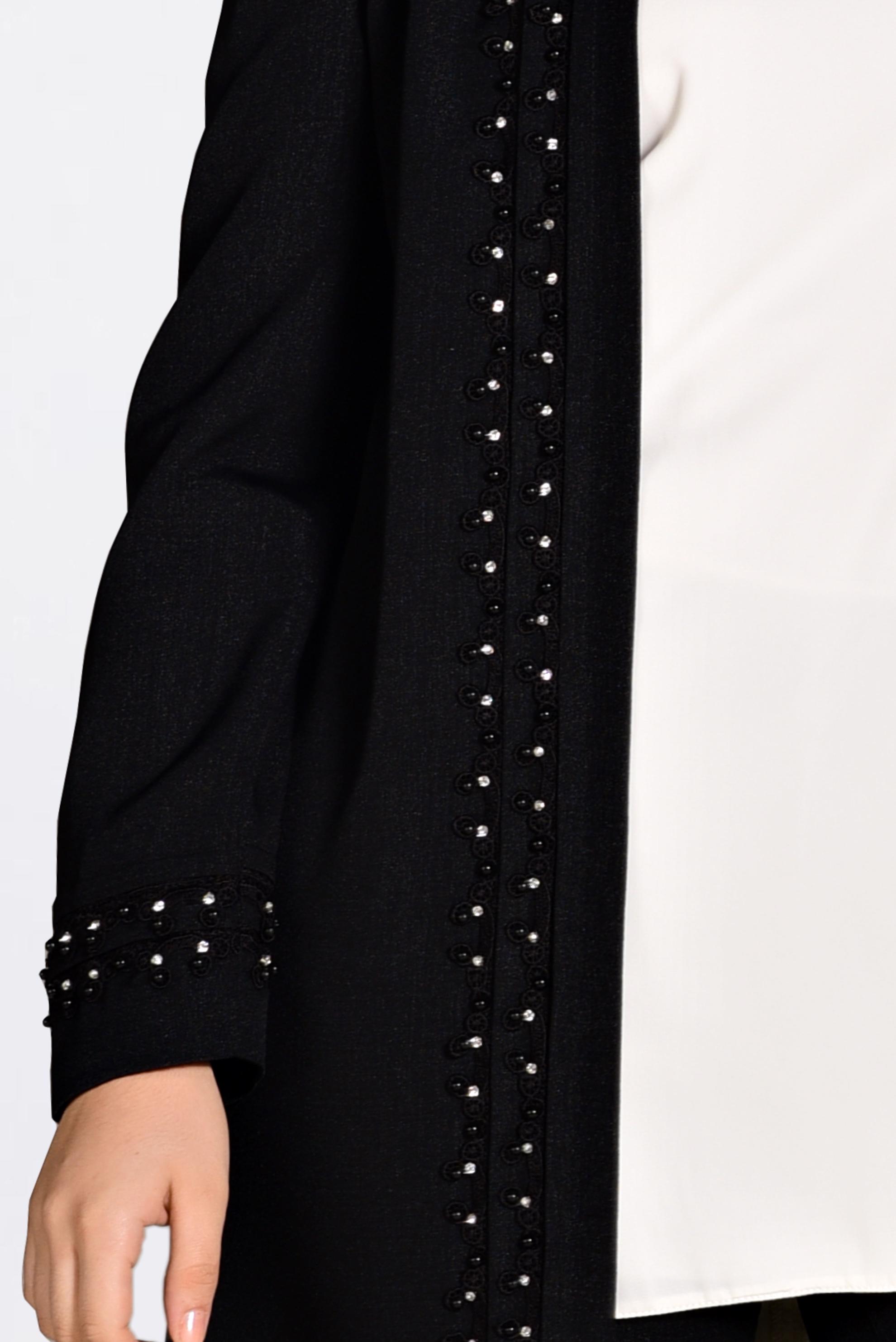 Tesettür giyim SİYAH GÜPÜR VE İNCİ İŞLEMELİ ÜÇLÜ PANT.TAKIM 3442 