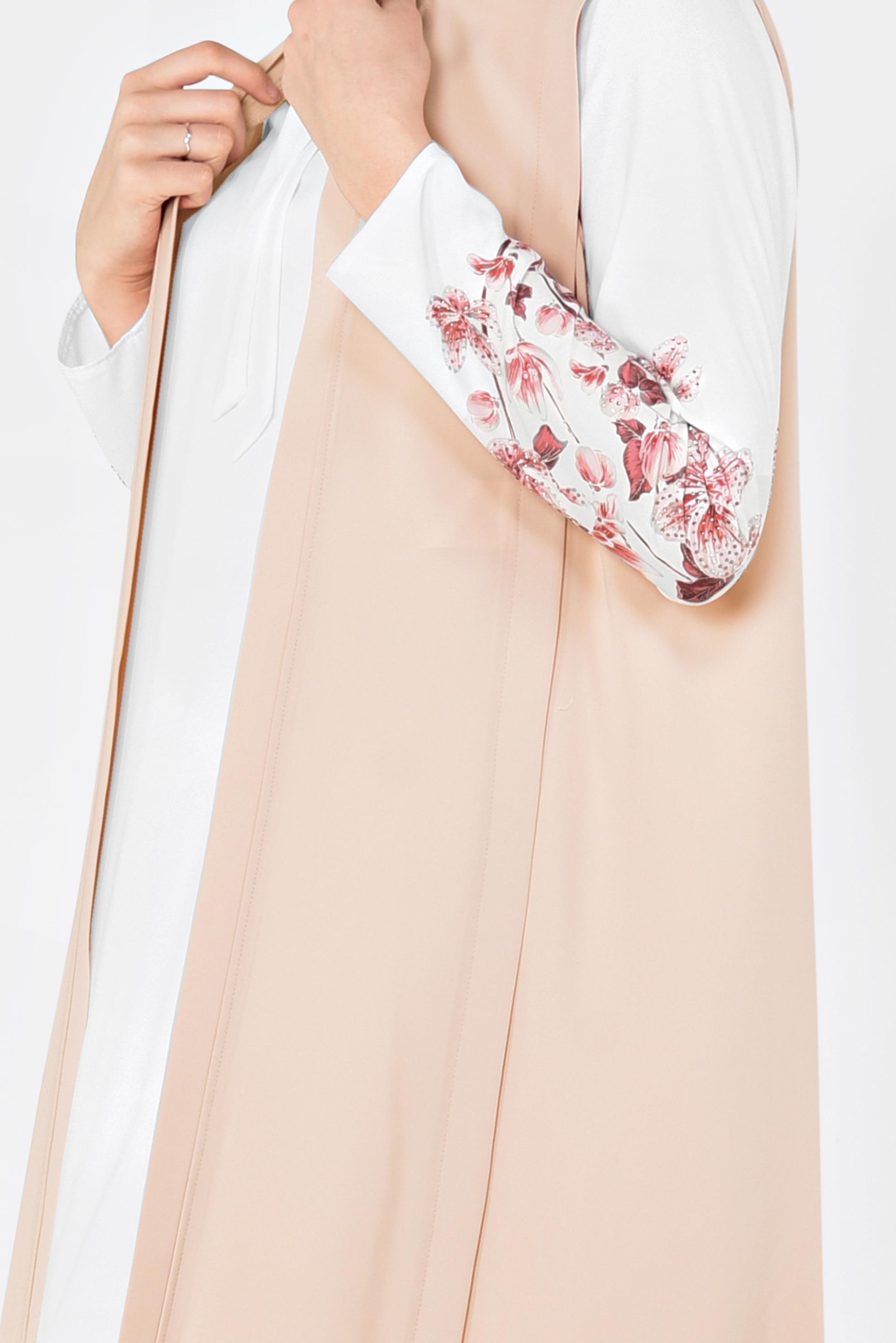 Tesettür giyim PUDRA KOLLARI ÇİÇEK DESENLİ ÜÇLÜ PANTOLONLU TAKIM 3513 