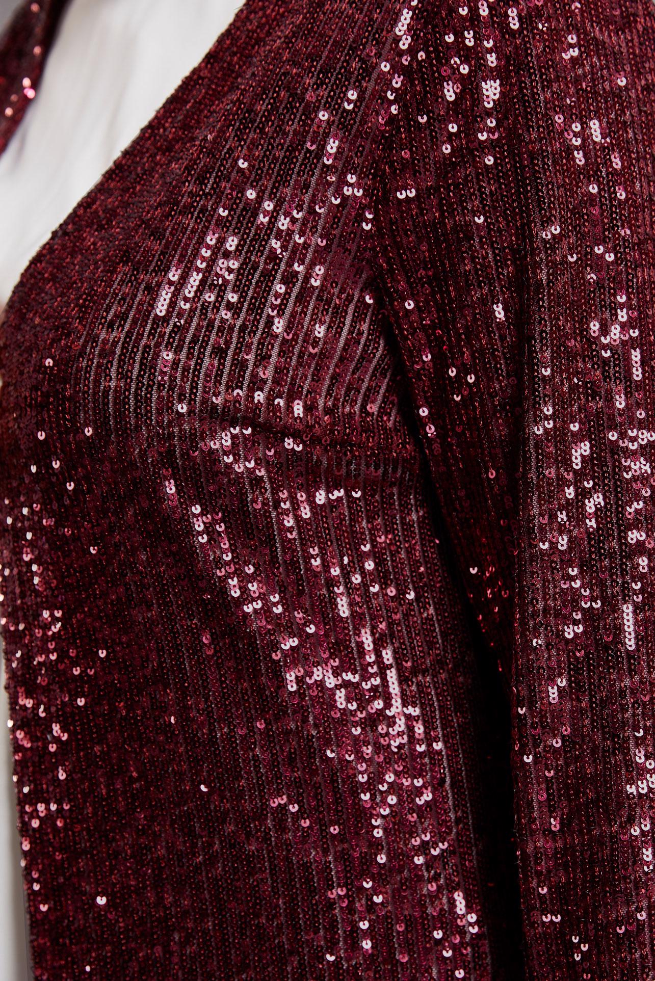 Tesettür giyim BORDO PUL PAYETLİ ÜÇLÜ PANTOLONLU TAKIM 3533