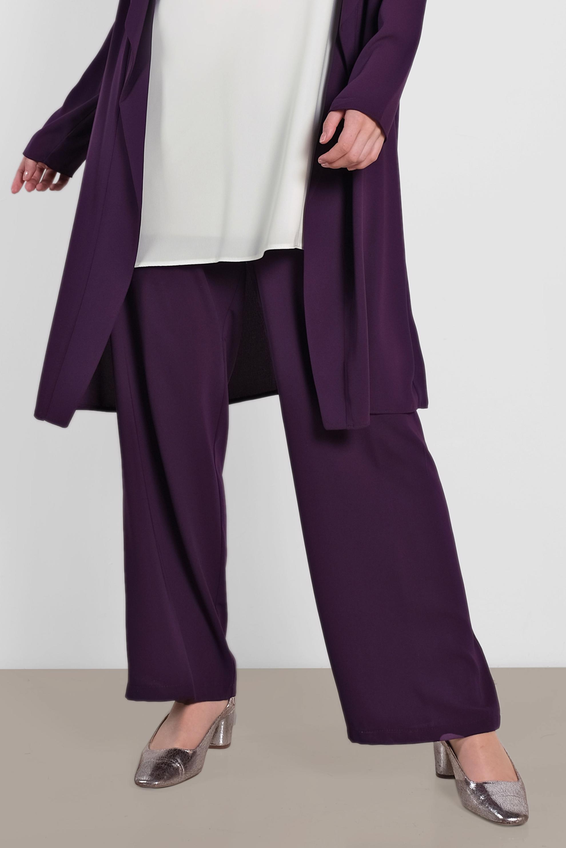 Tesettür giyim MOR PUL PAYET DETAYLI ÜÇLÜ PANTOLONLU TAKIM 3576 