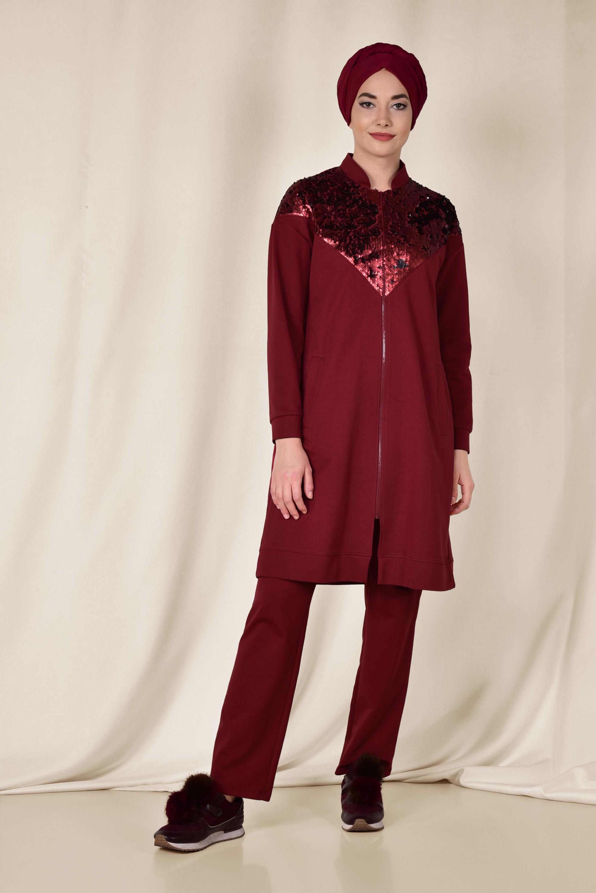 Vêtements hijab ROUGE BORDEAUX Costume 4071 