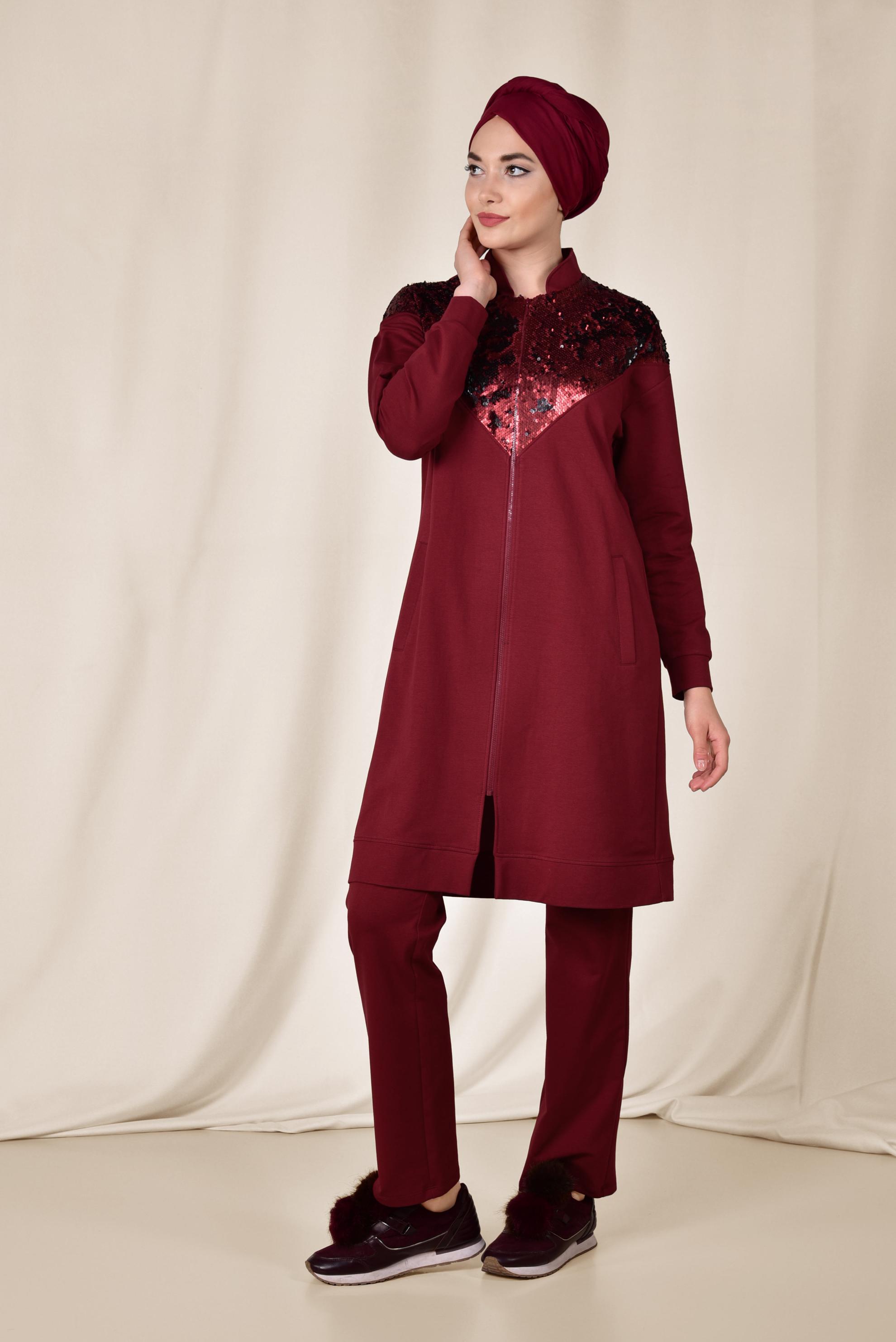 Vêtements hijab ROUGE BORDEAUX Costume 4071 