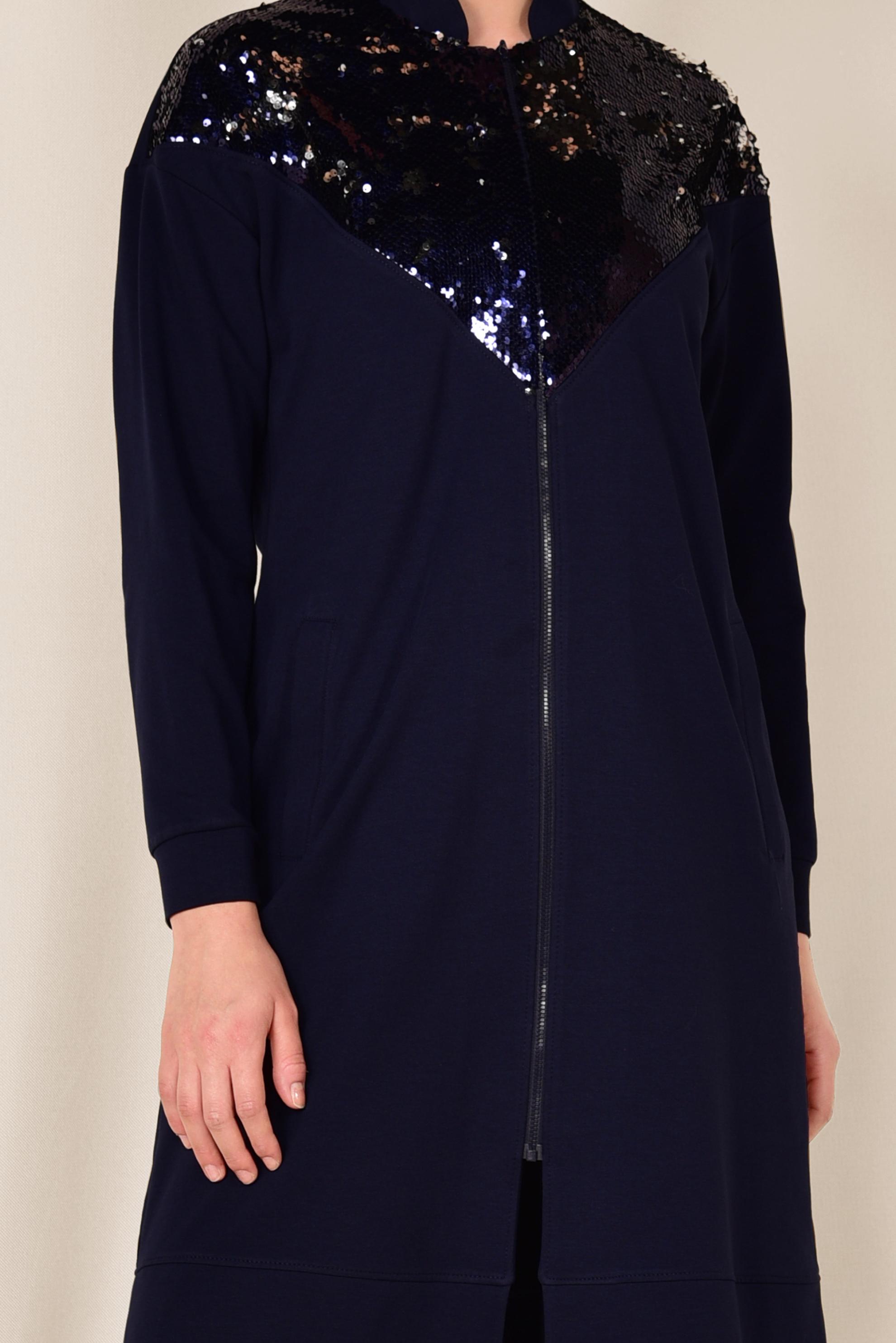 Tesettür giyim LACİVERT PUL PAYET DETAYLI PAMUKLU PANTOLONLU TAKIM 4071